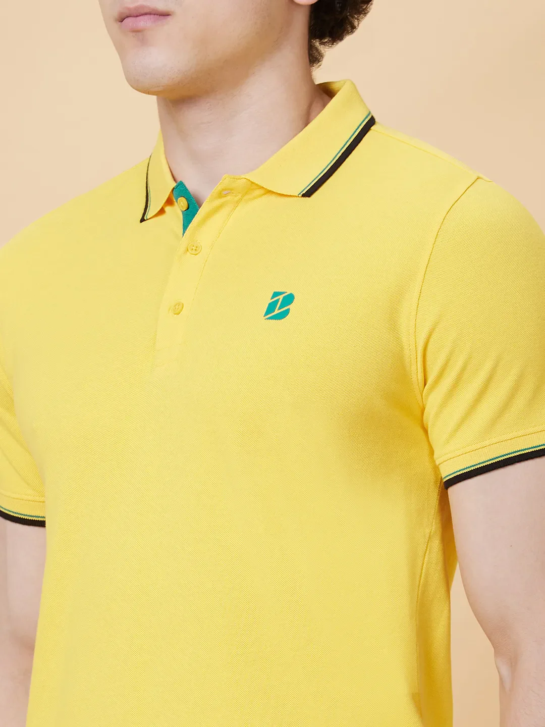 Yellow Regular Fit Men's Polo T-Shirt by Being Human Clothing - Image 4