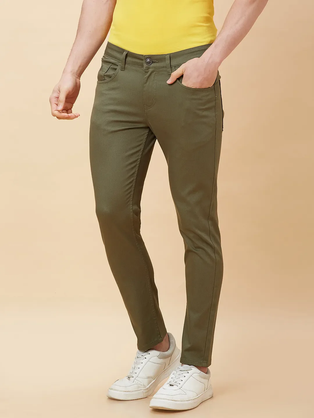 Yellow Regular Fit Men's Polo T-Shirt by Being Human Clothing - Image 4