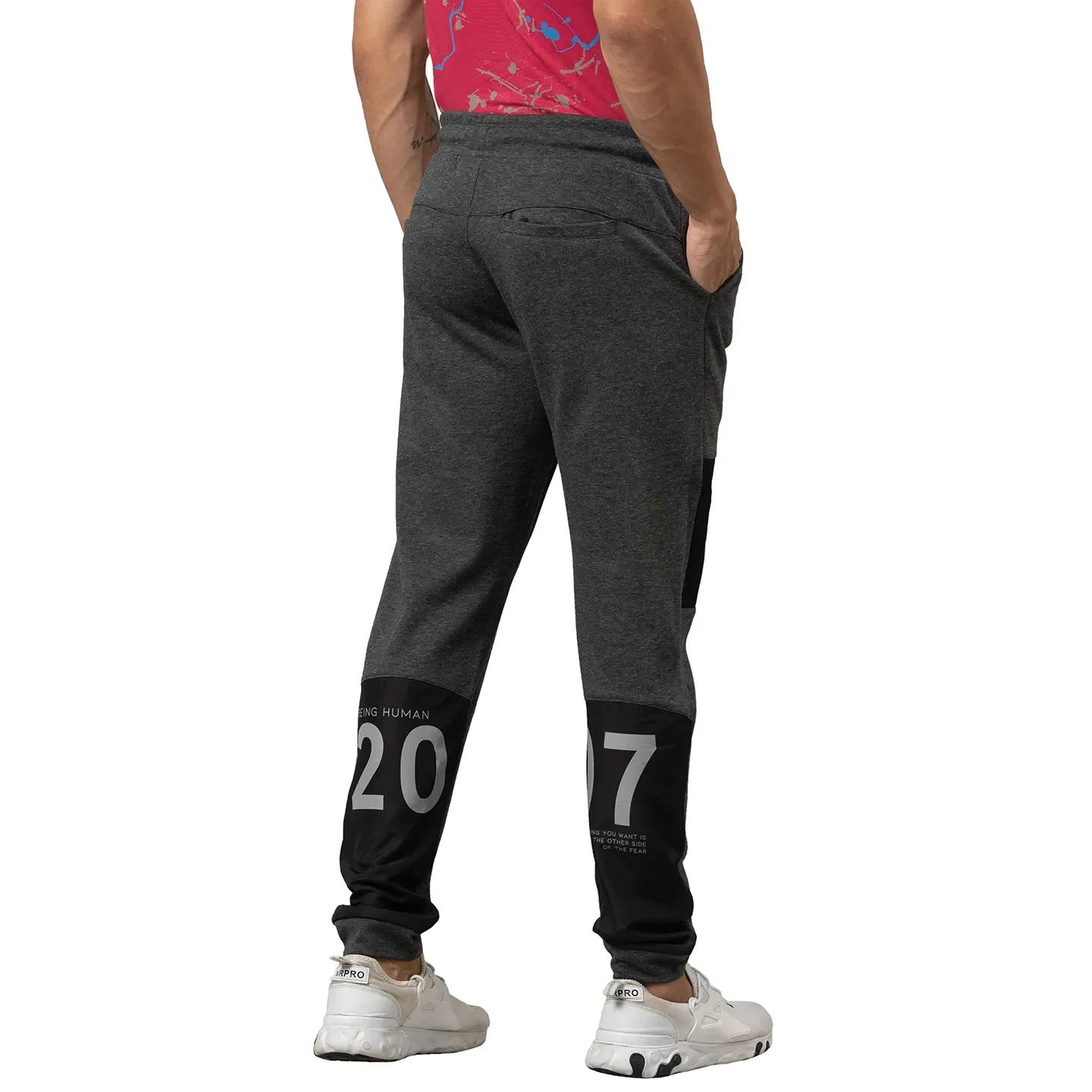 Grey Regular Fit Track Pants For Men By Being Human Clothing - Image 3