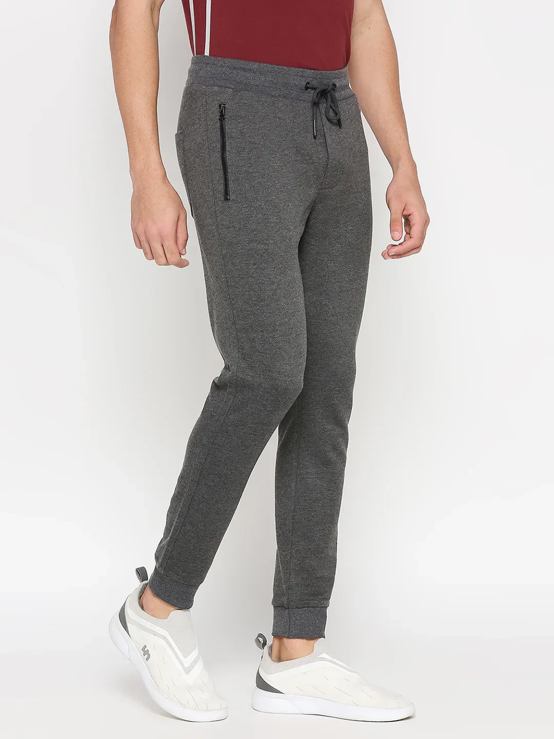 Grey Regular Fit Track Pants For Men By Being Human Clothing - Image 3