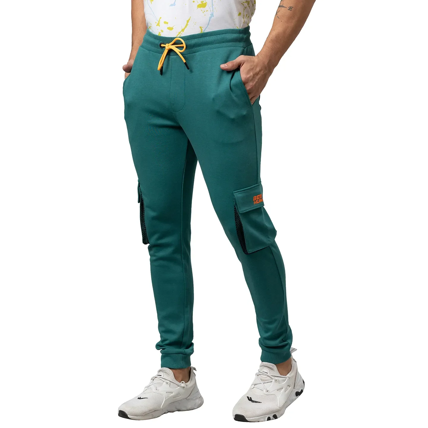 Green Regular Fit Men's Track Pants by Being Human Clothing - Image 4