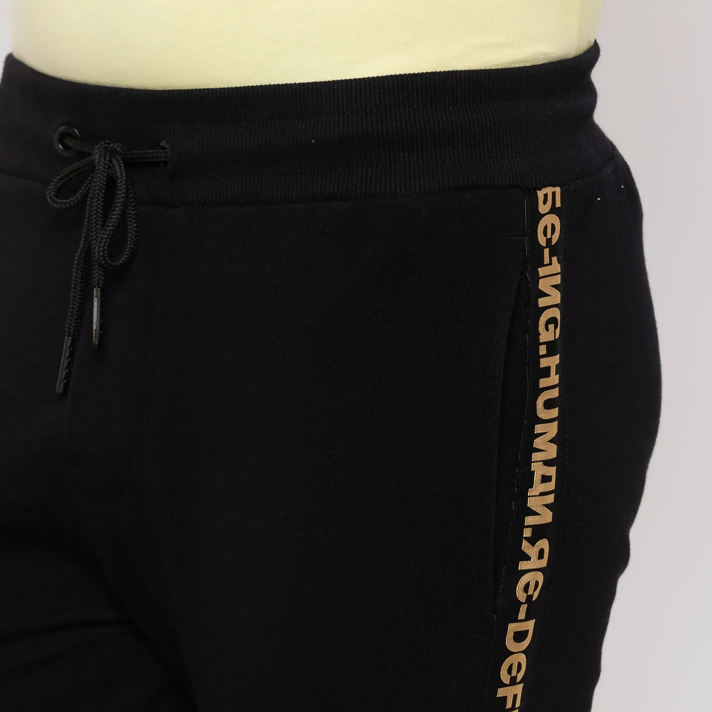 Black Regular Fit  Men's Track Pants by Being Human Clothing - Image 5