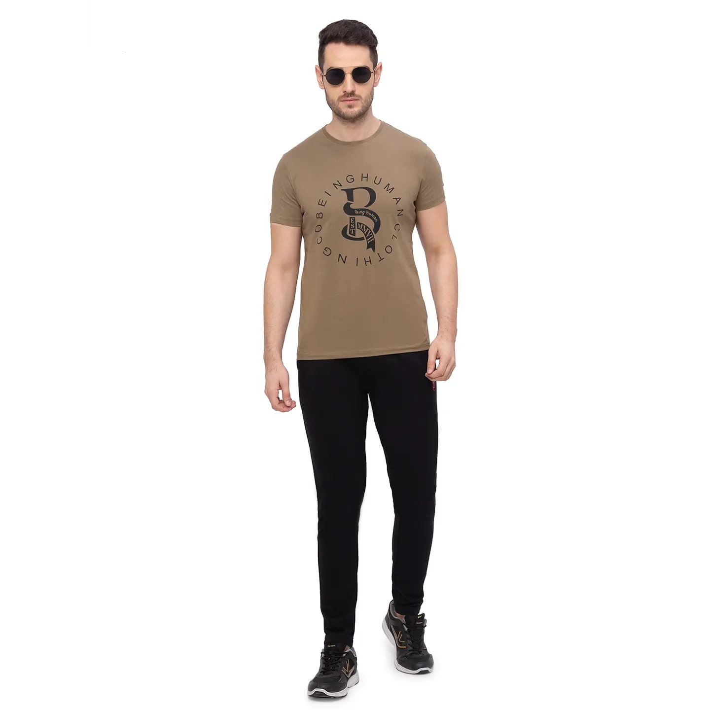 Black Regular Fit Men's Track Pants by Being Human Clothing - Image 7