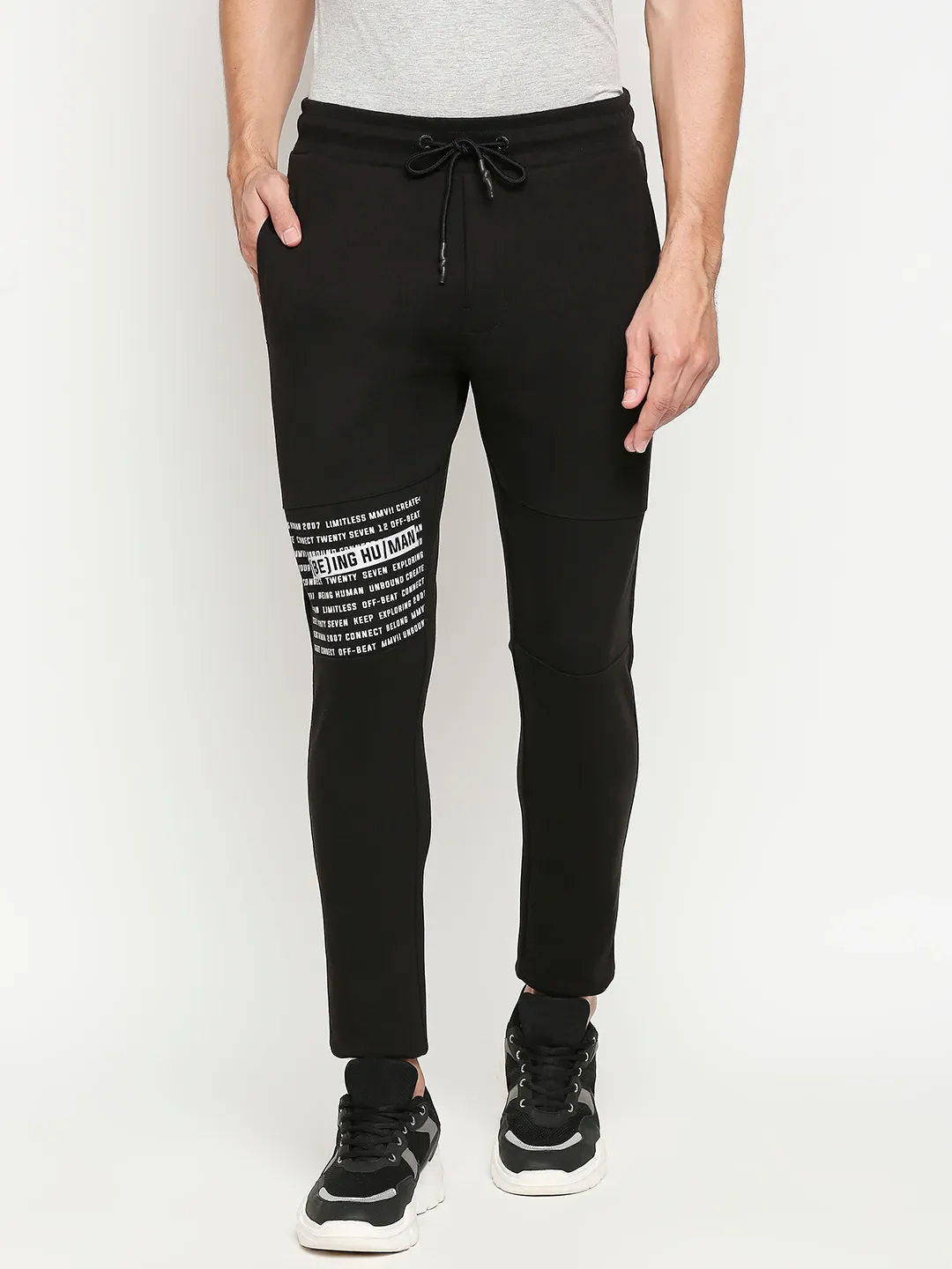Black Regular Fit Men's Track Pants by Being Human Clothing