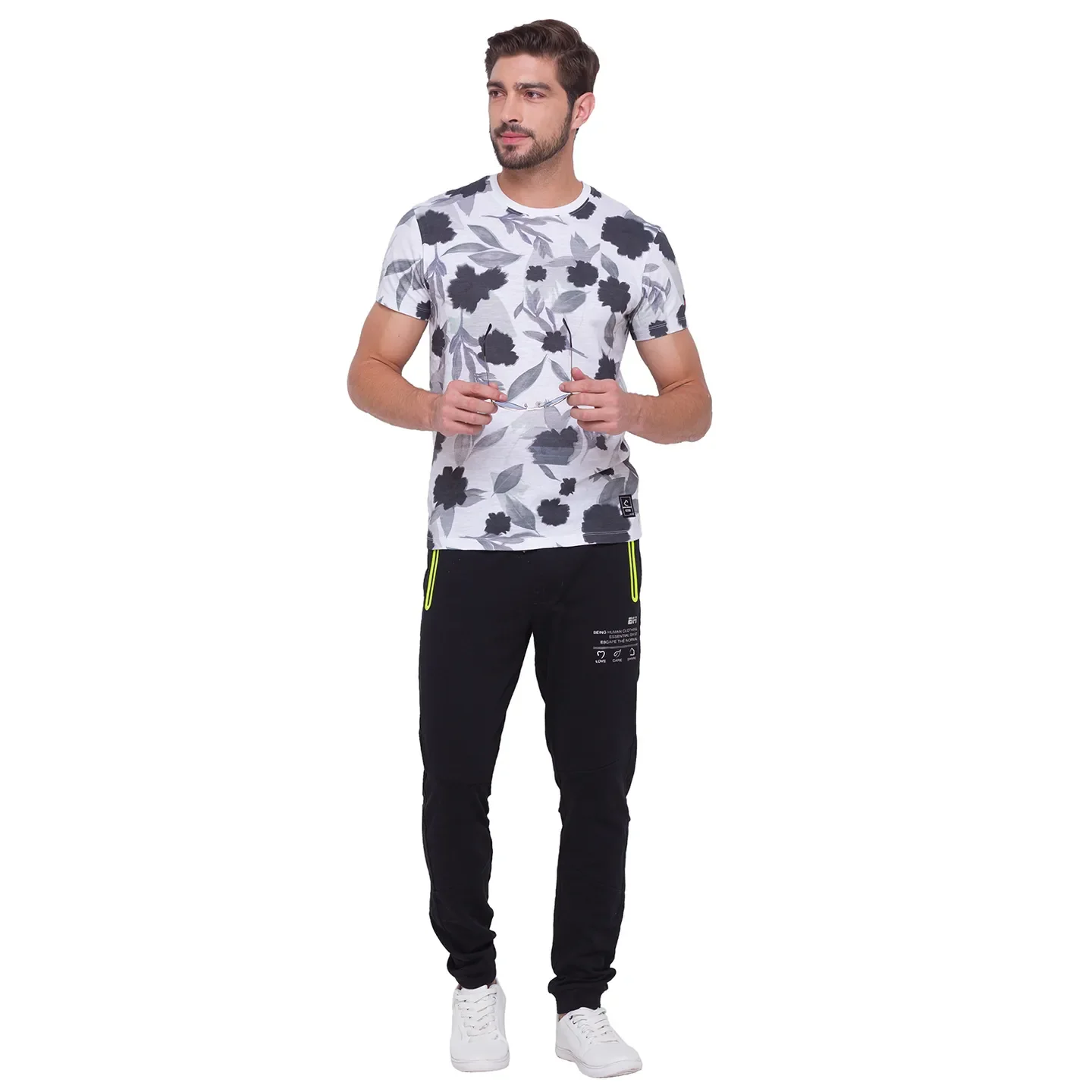 Black Regular Fit Men's Track Pants by Being Human Clothing - Image 5