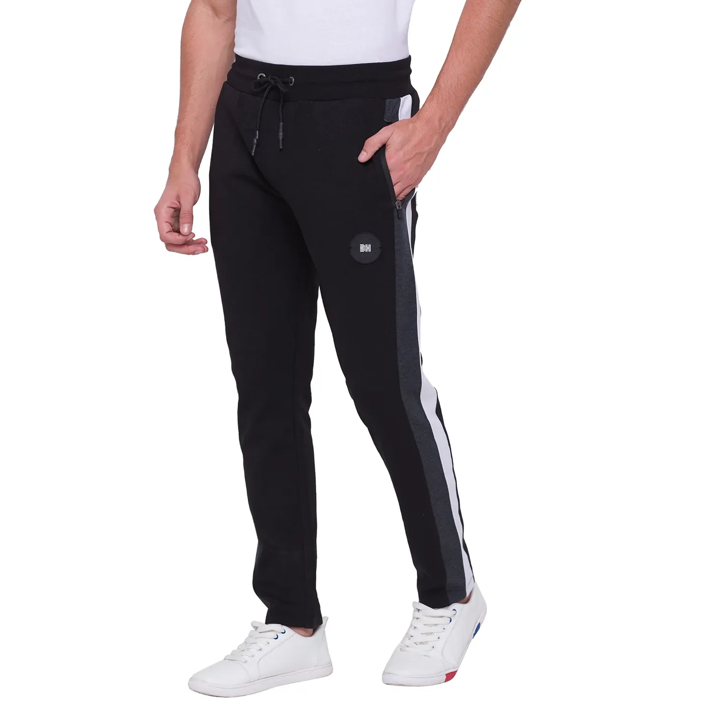 Black Regular Fit Men's Track Pants by Being Human Clothing