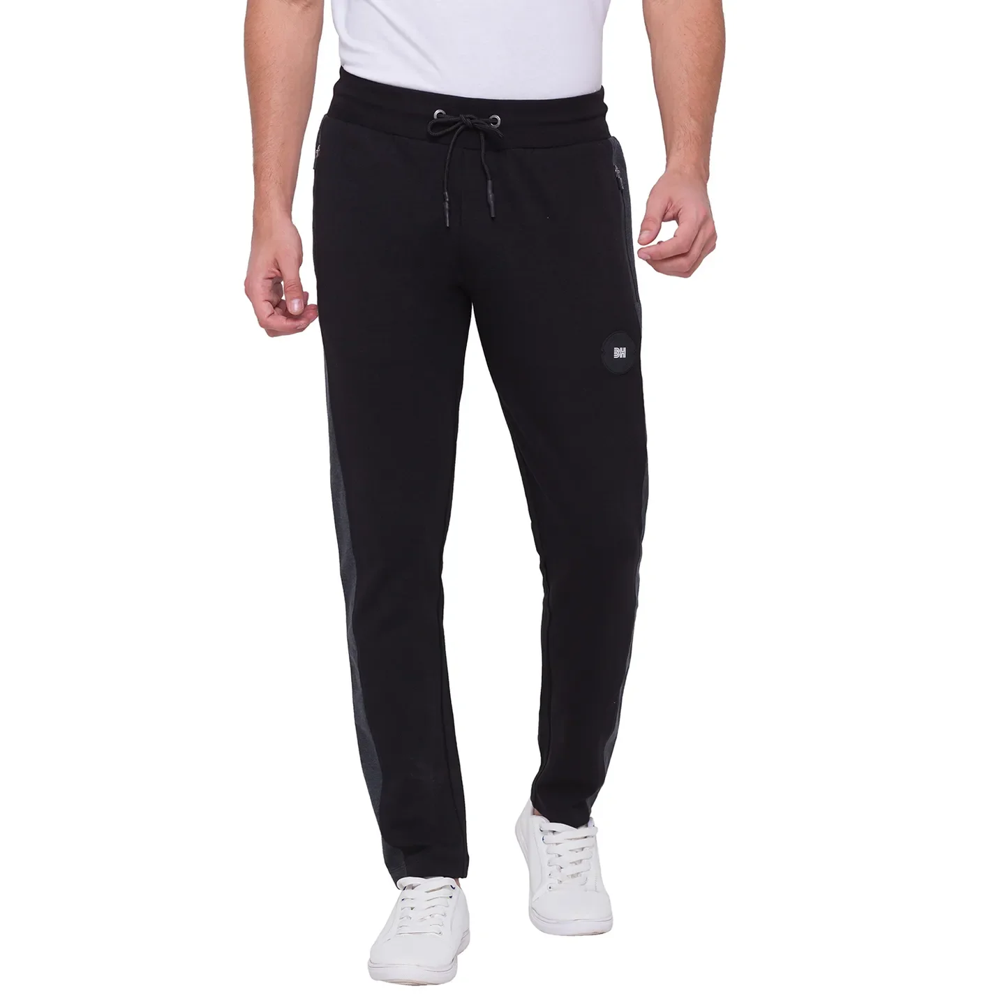 Black Regular Fit Men's Track Pants by Being Human Clothing - Image 2