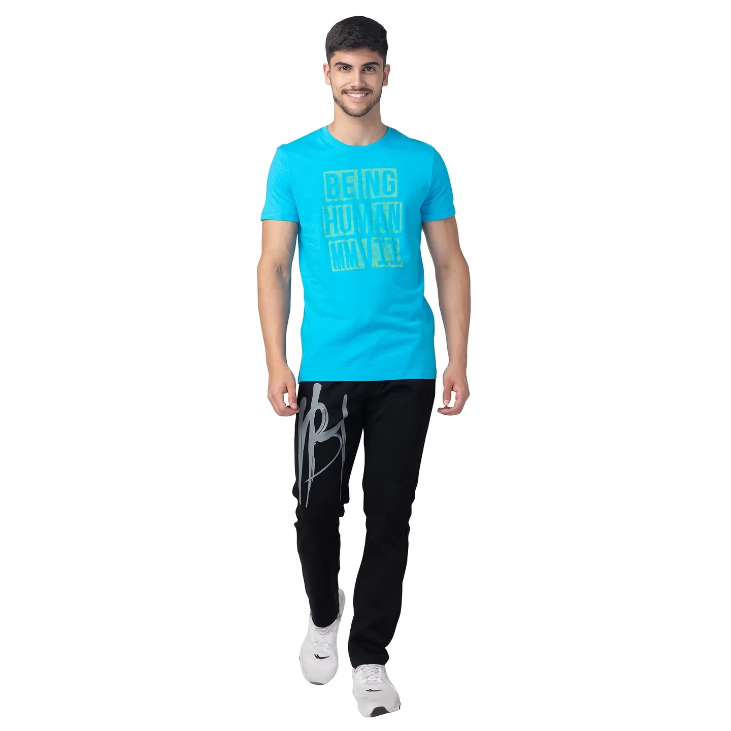 Black Regular Fit Men's Track Pants by Being Human Clothing - Image 2
