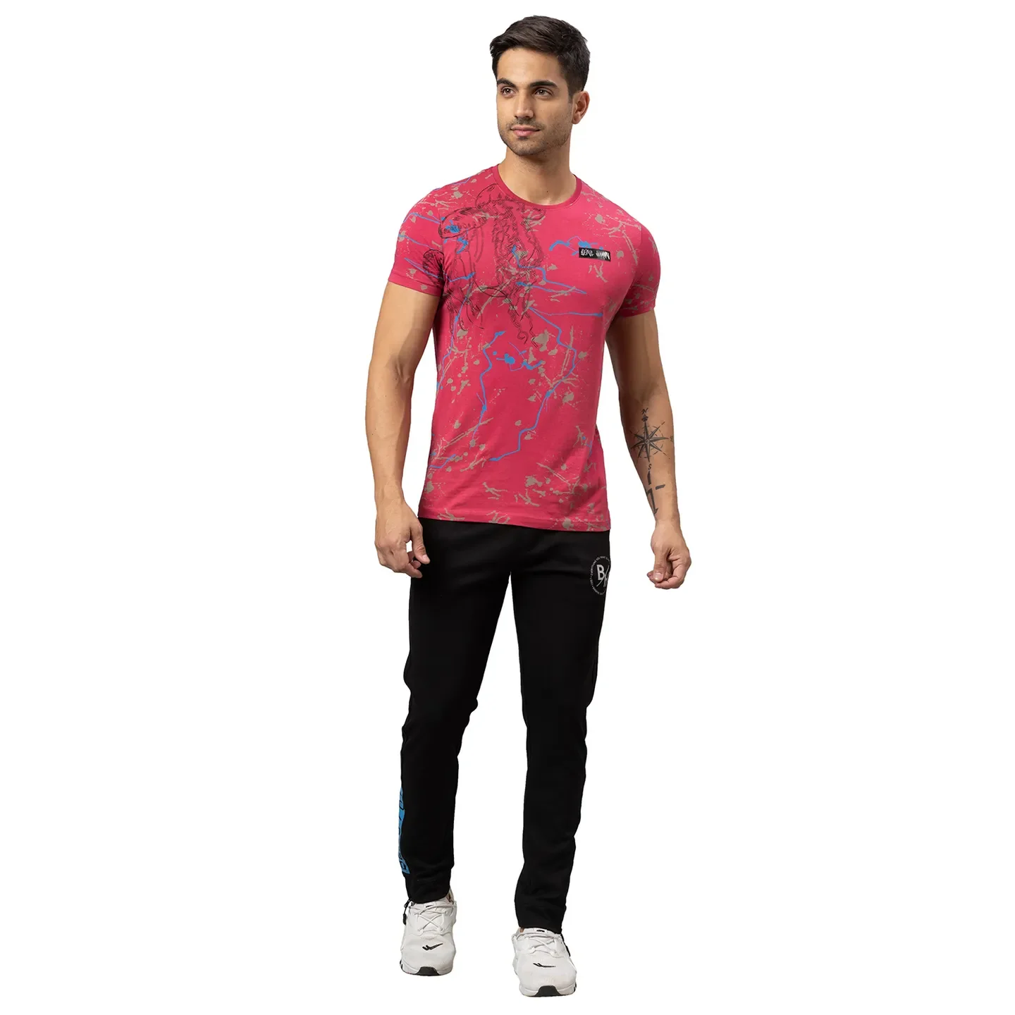Black Regular Fit Track Pants For Men By Being Human Clothing - Image 2