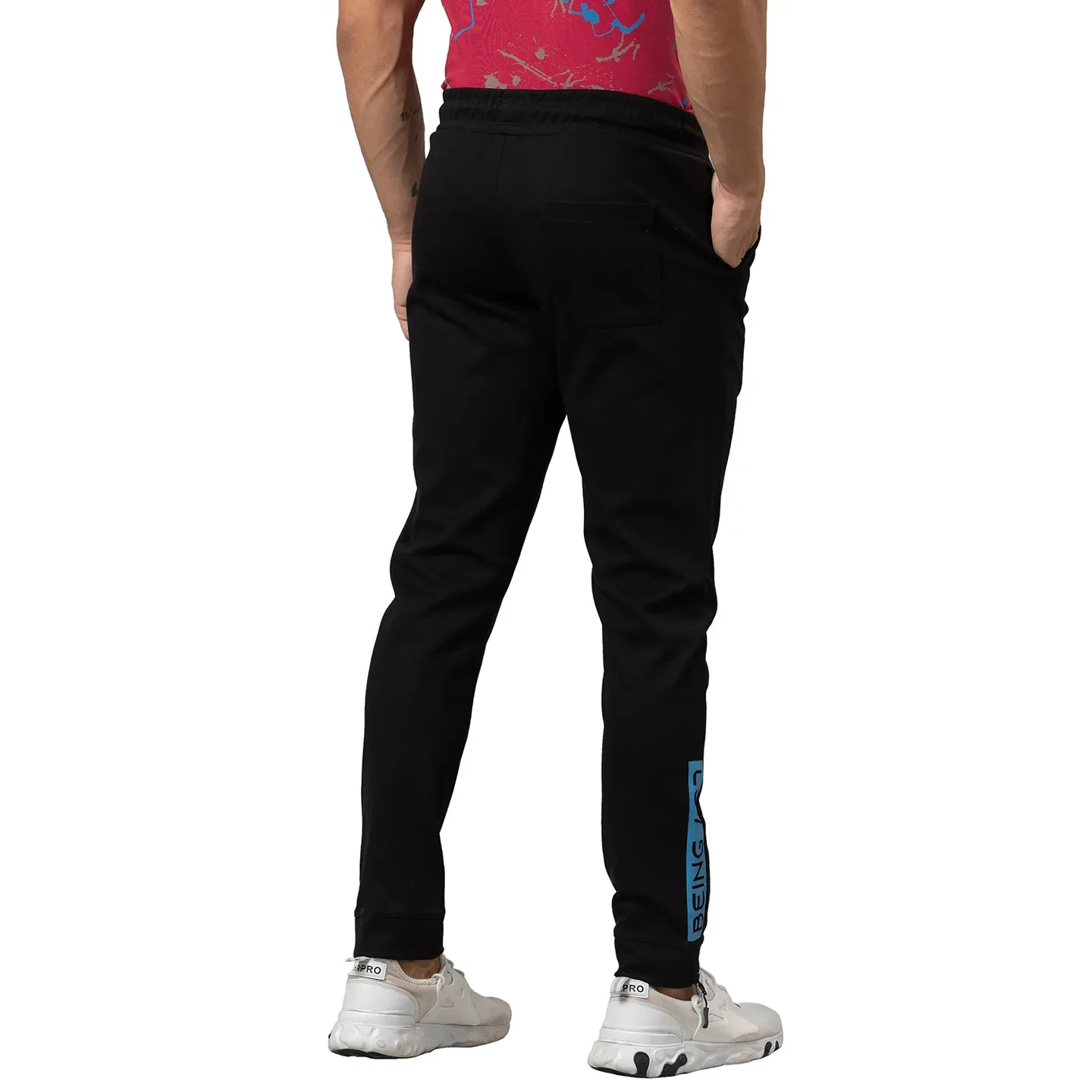 Black Regular Fit Track Pants For Men By Being Human Clothing - Image 3