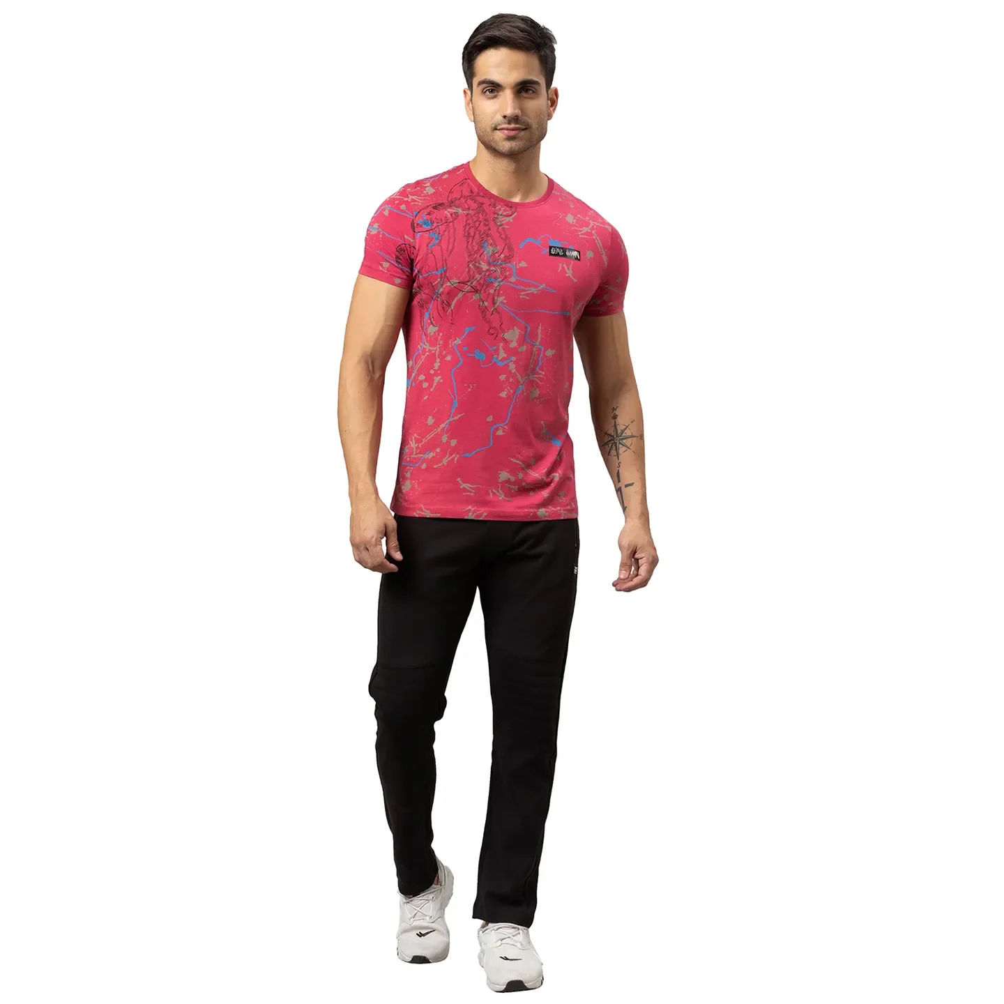 Black Regular Fit Men's Track Pants by Being Human Clothing - Image 2