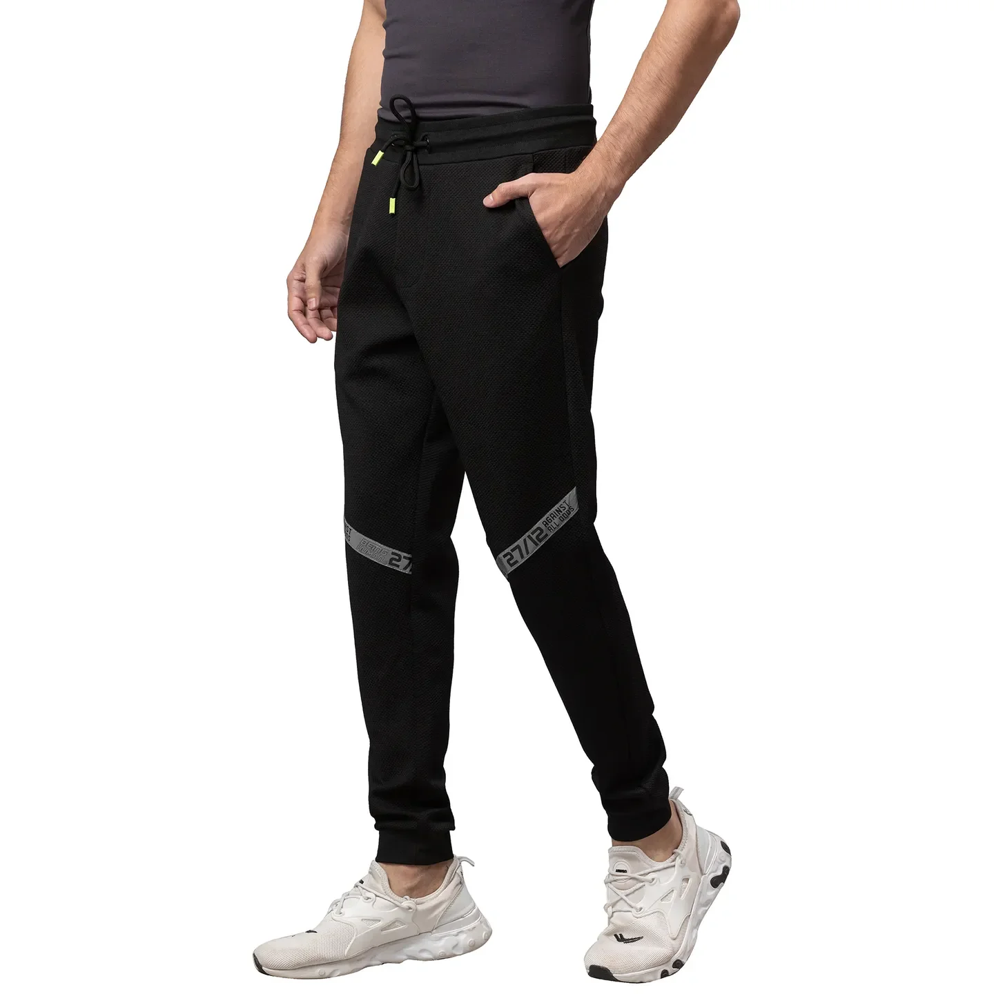 Black Regular Fit Men's Track Pants by Being Human Clothing - Image 3