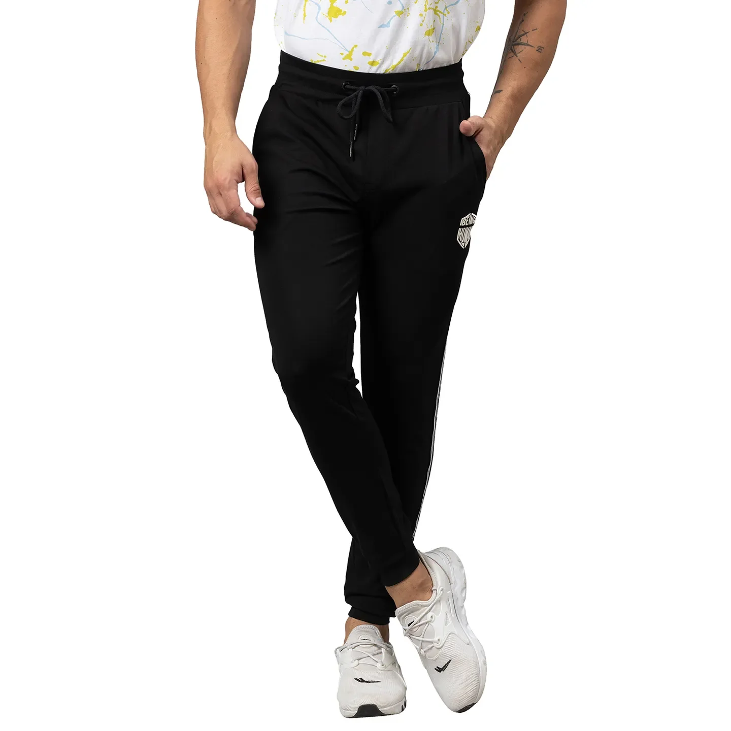 Black Regular Fit Men's Track Pants by Being Human Clothing