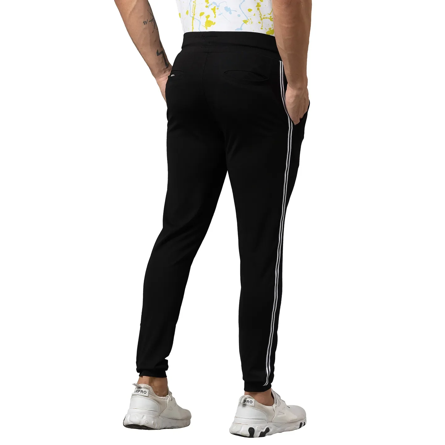Black Regular Fit Men's Track Pants by Being Human Clothing - Image 3