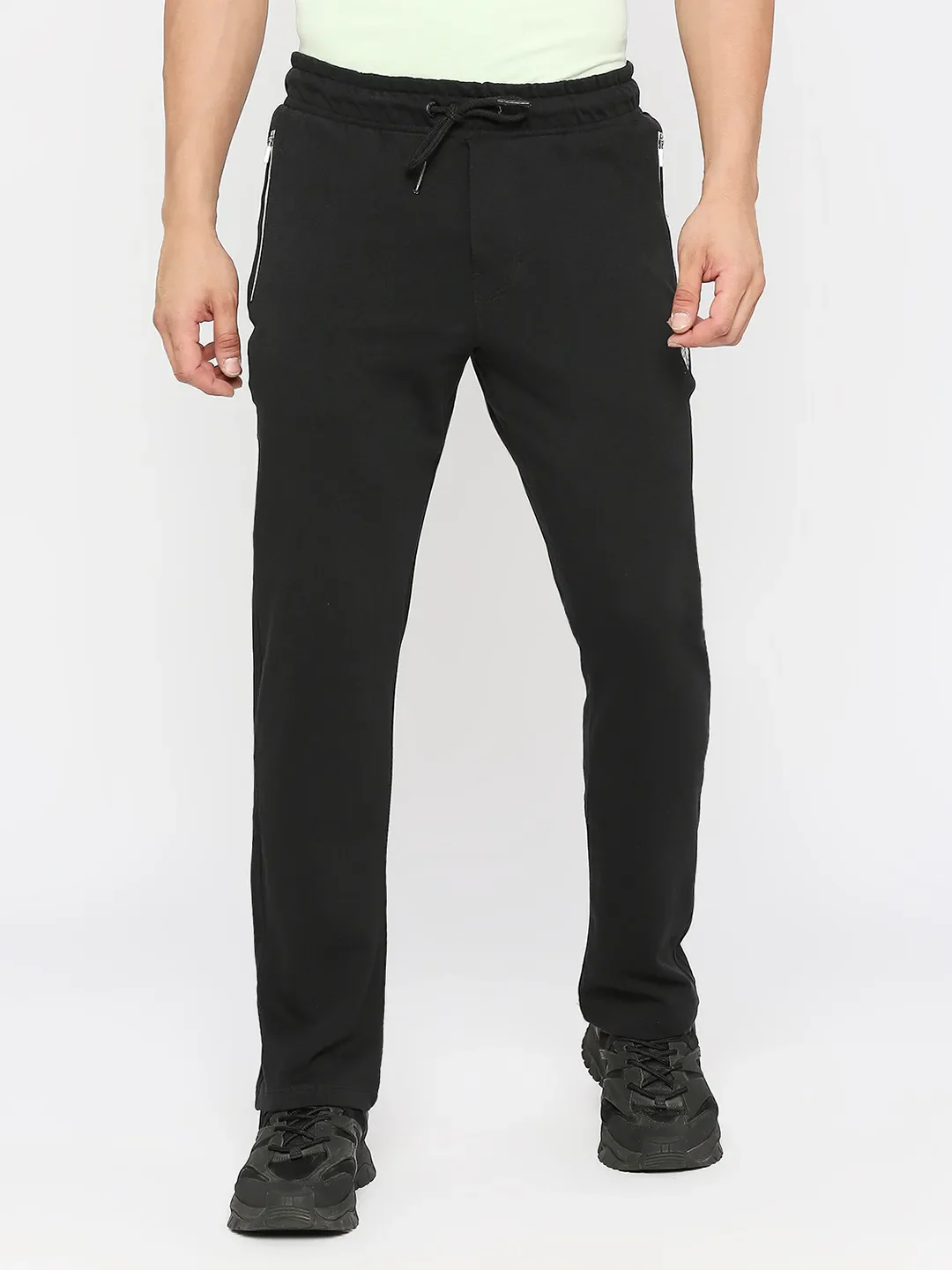 Black Regular Fit Men's Track Pants by Being Human Clothing