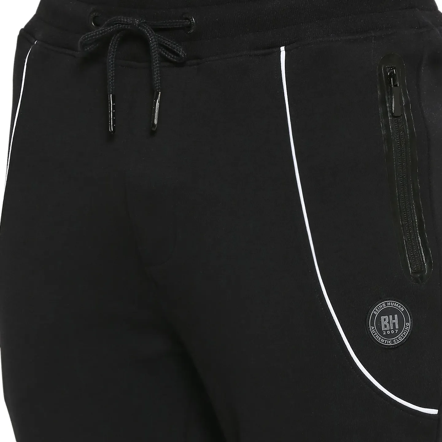 Black Regular Fit Track Pants For Men By Being Human Clothing - Image 5