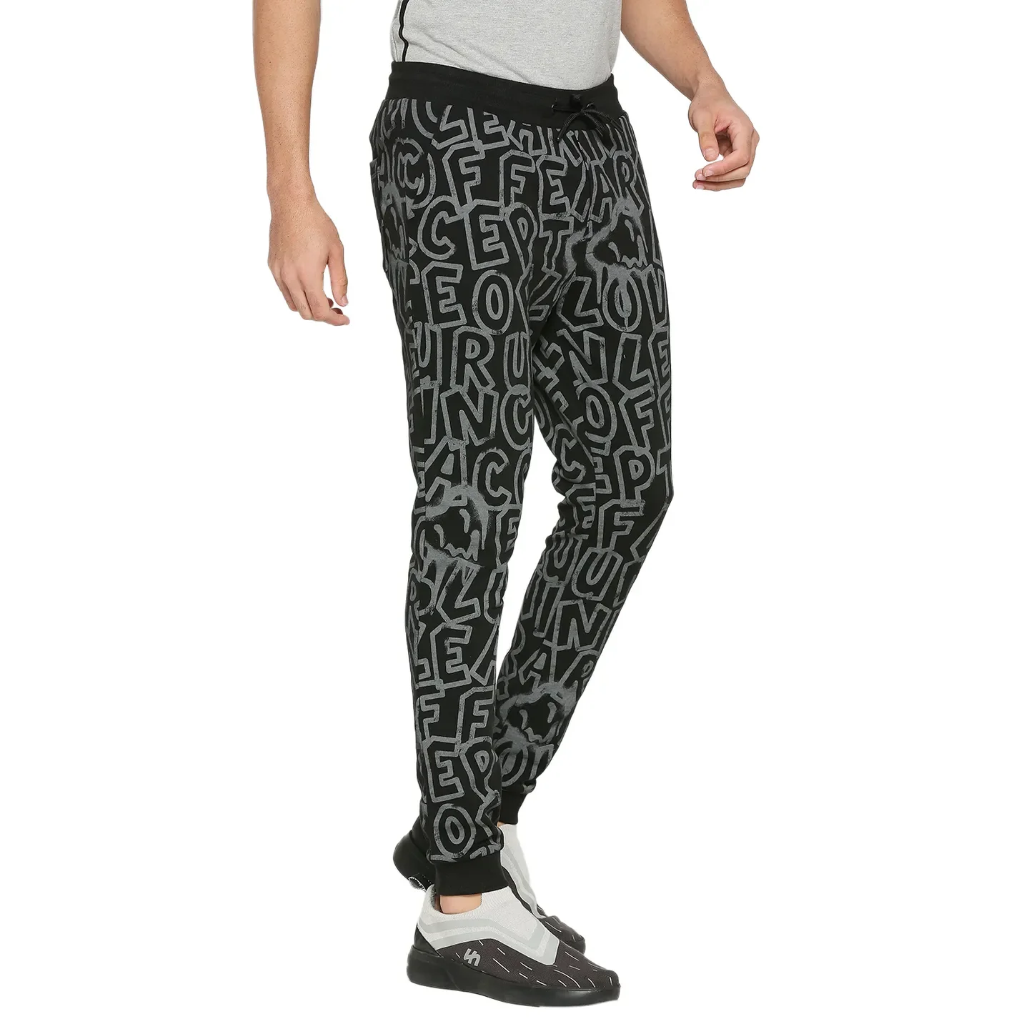 Black Regular Fit Track Pants For Men By Being Human Clothing - Image 3