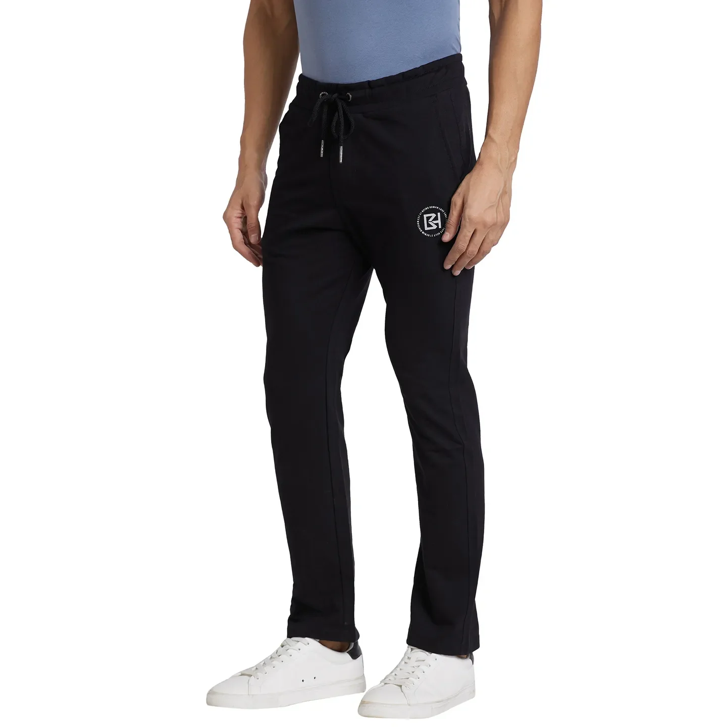 Black Regular Fit Men's Track Pants by Being Human Clothing - Image 2