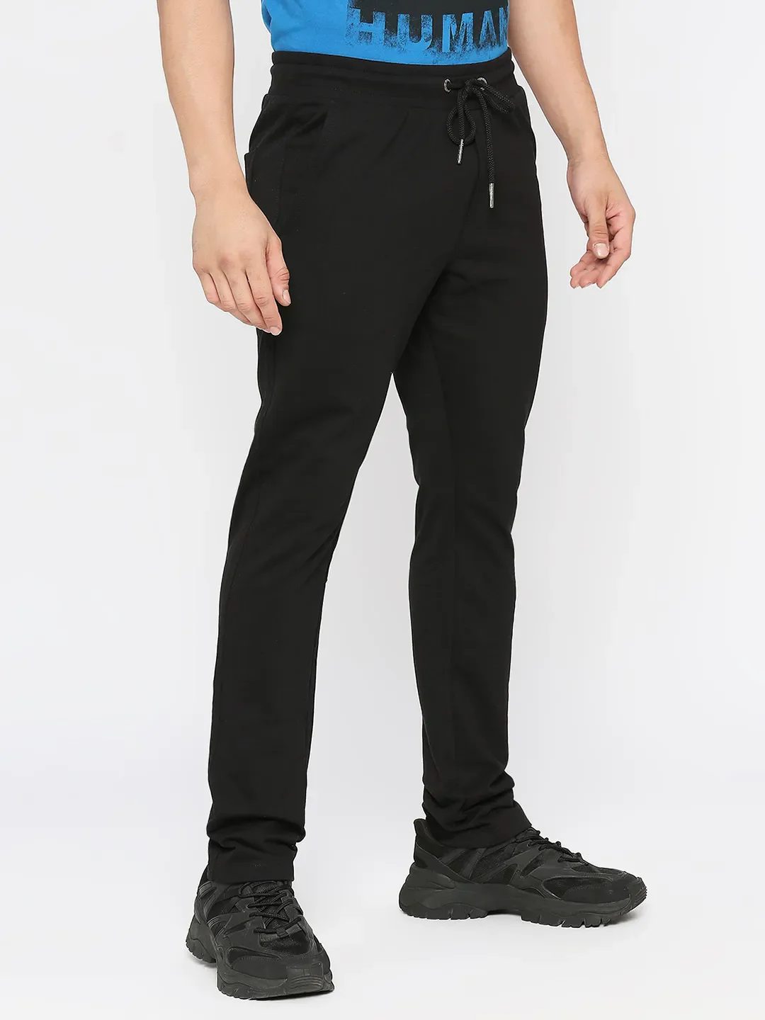Black Regular Fit Men's Track Pants by Being Human Clothing - Image 3