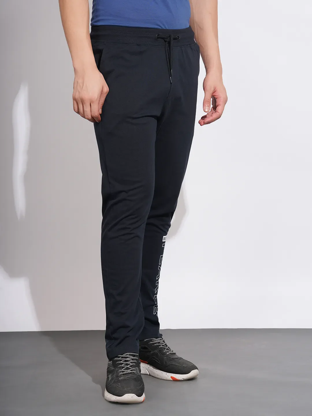 Black Regular Fit Men's Track Pants by Being Human Clothing - Image 2