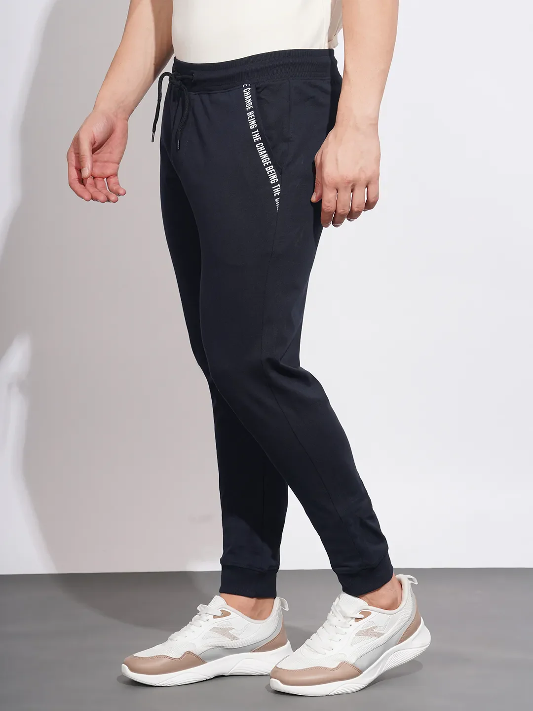 Black Regular Fit Men's Track Pants by Being Human Clothing - Image 2