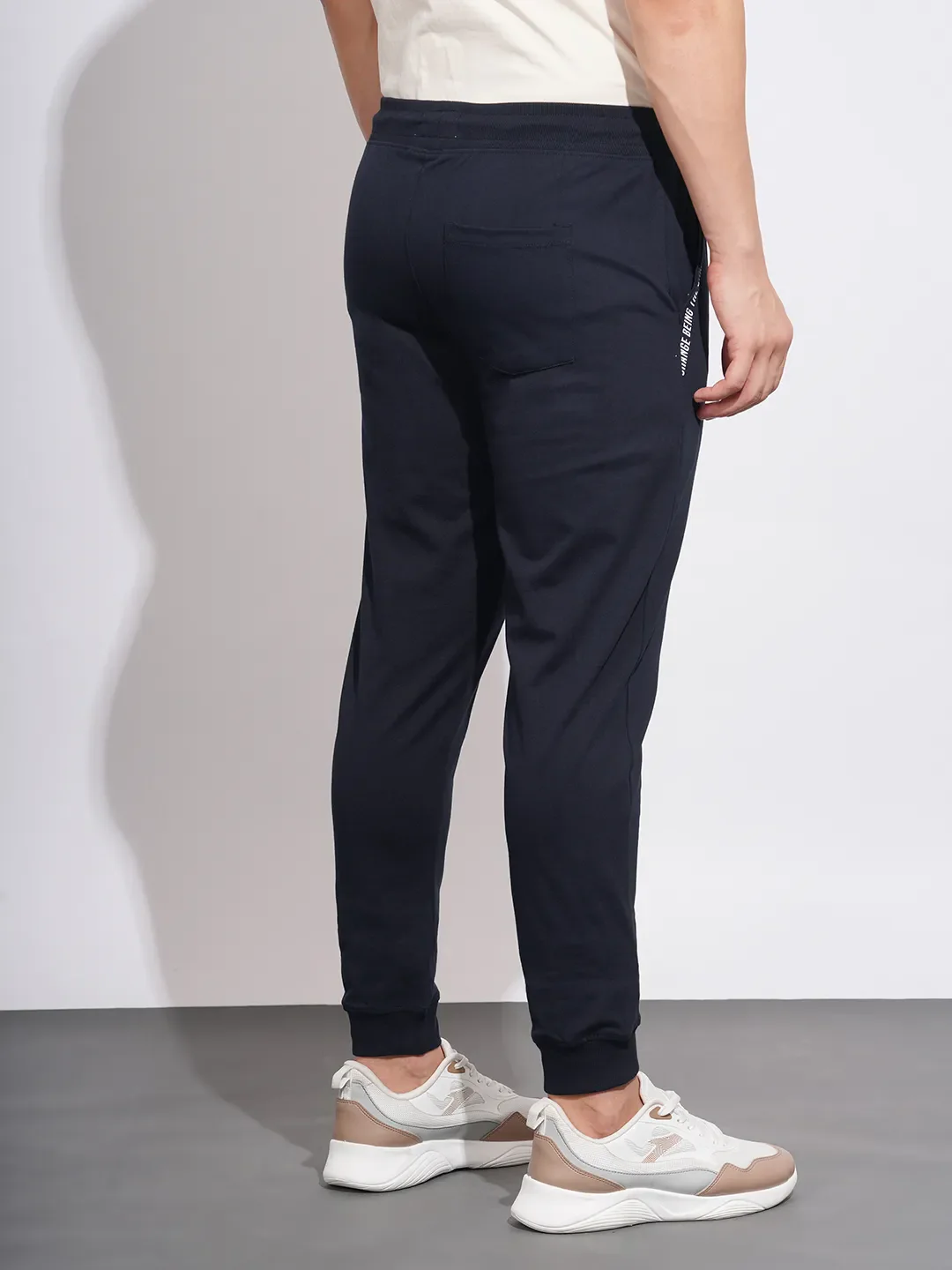 Black Regular Fit Men's Track Pants by Being Human Clothing - Image 3