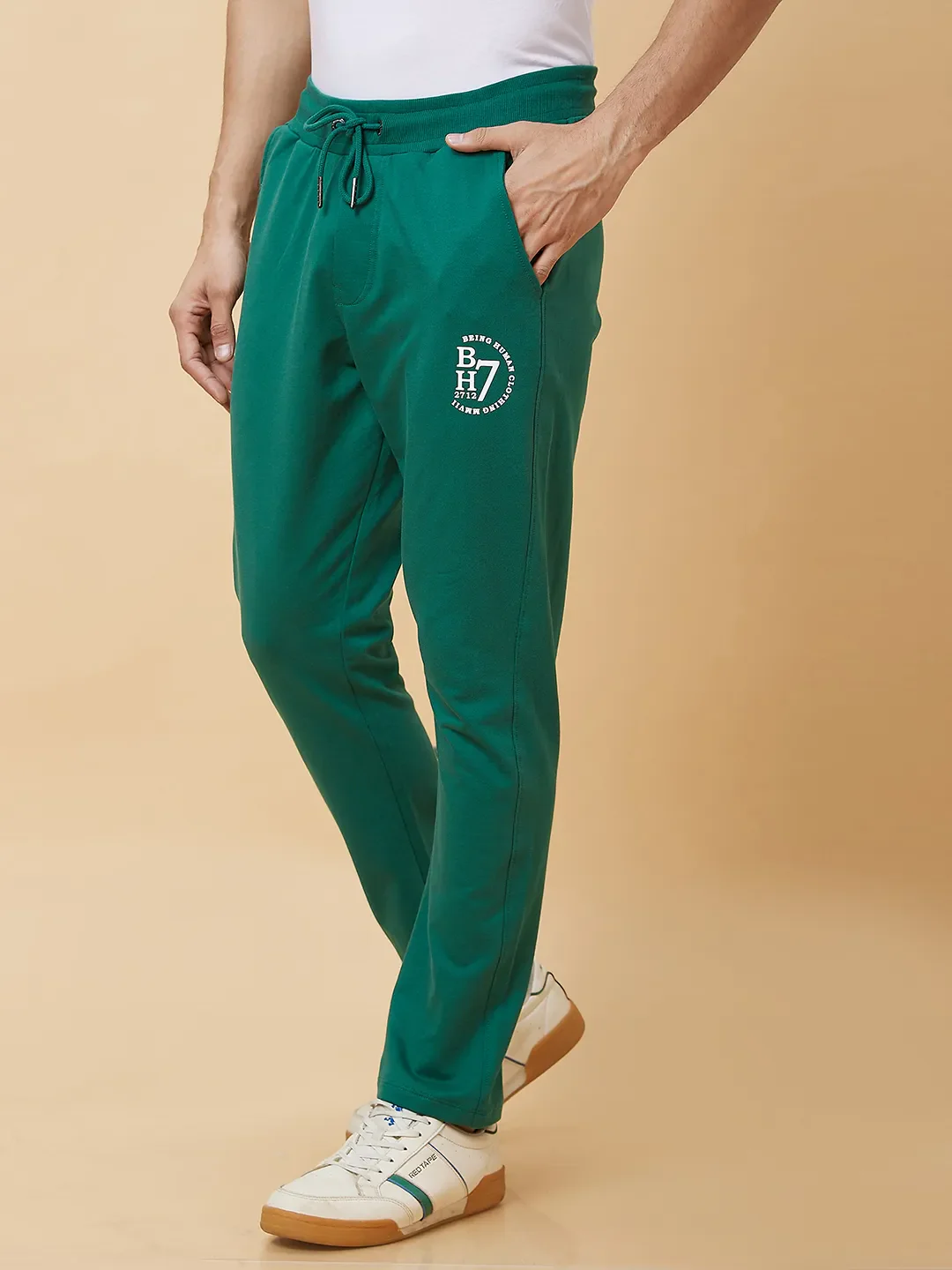 Green Regular Fit Men's Track Pants by Being Human Clothing - Image 2