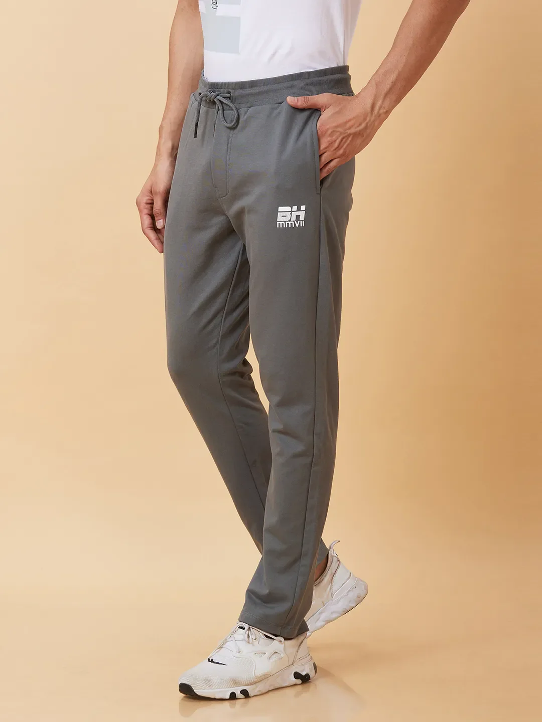 Grey Regular Fit Men's Track Pants by Being Human Clothing - Image 3