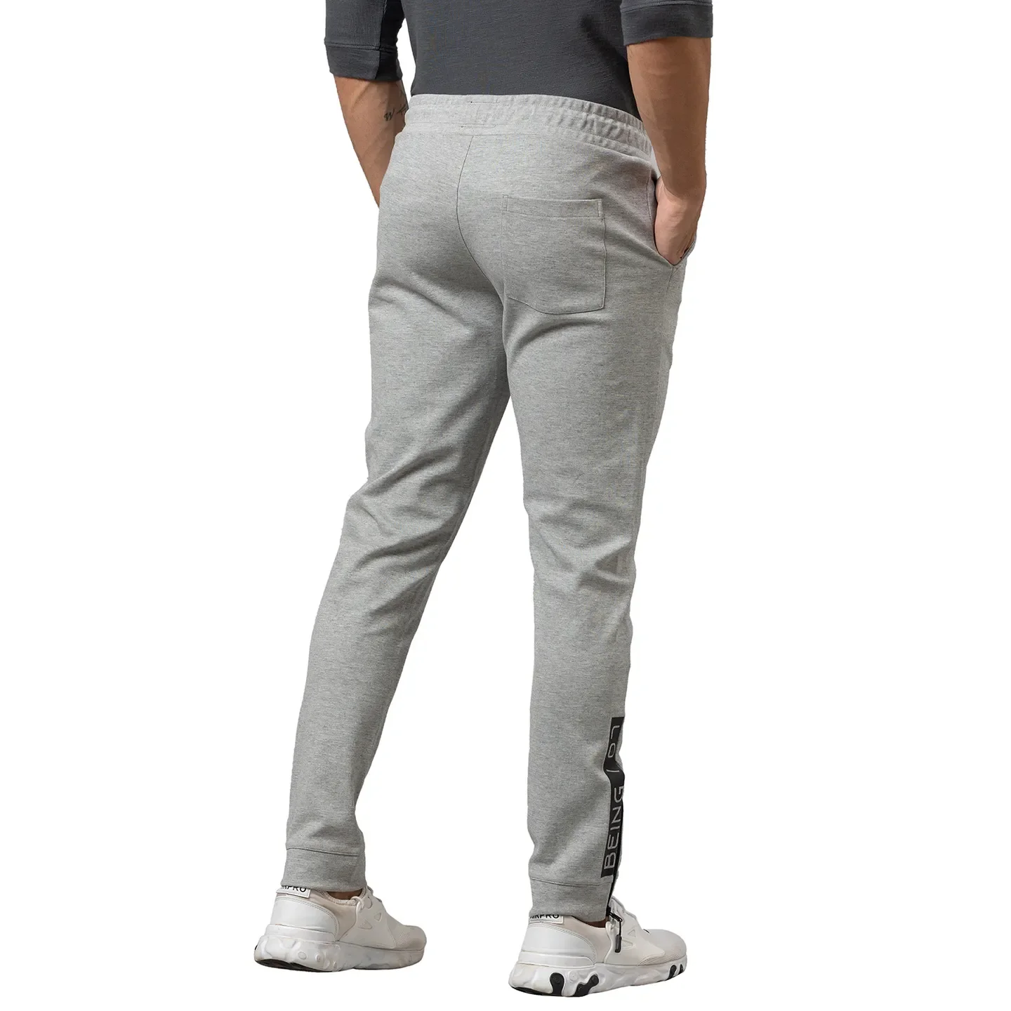 Grey Regular Fit Men's Track Pants by Being Human Clothing - Image 3