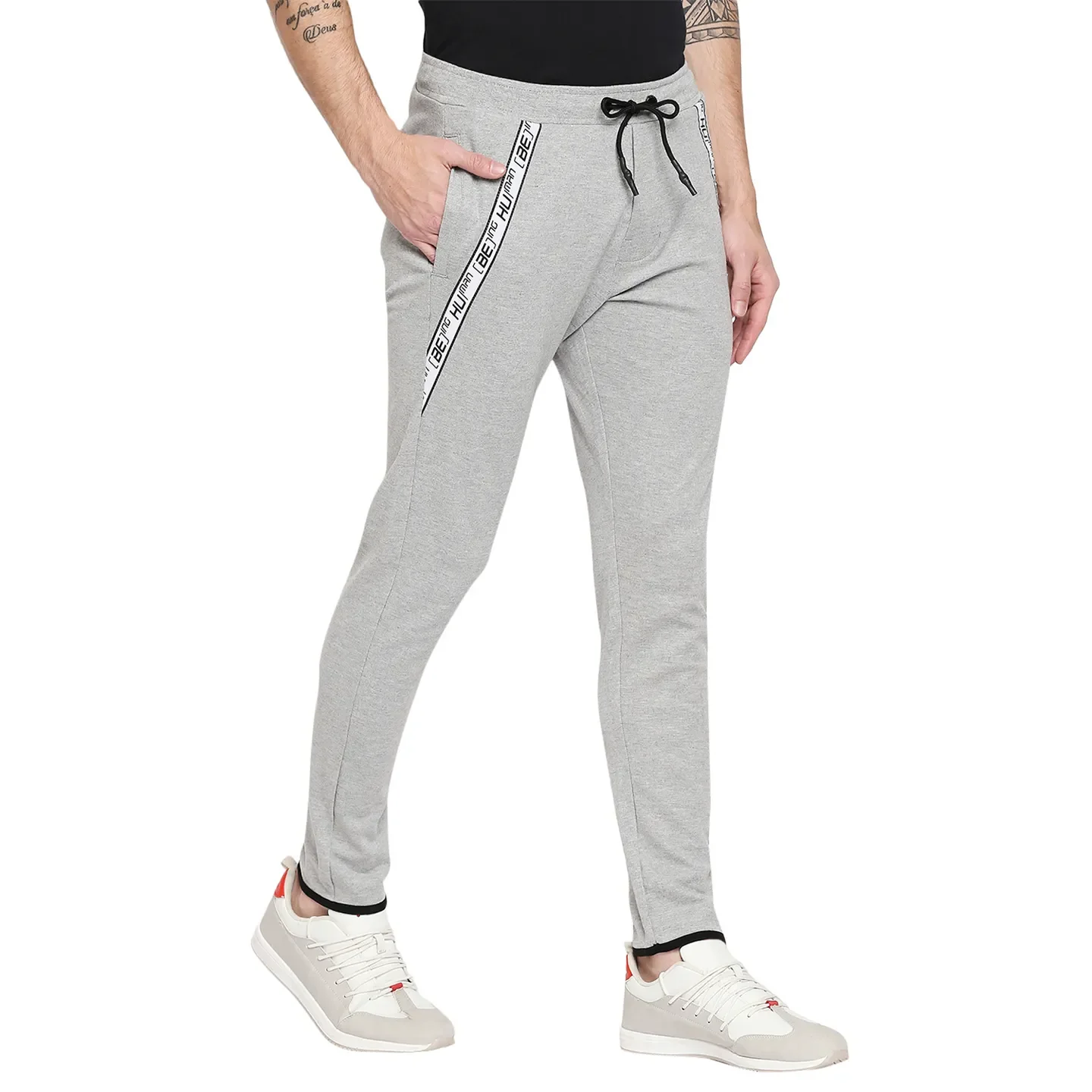Grey Regular Fit Men's Track Pants by Being Human Clothing - Image 3