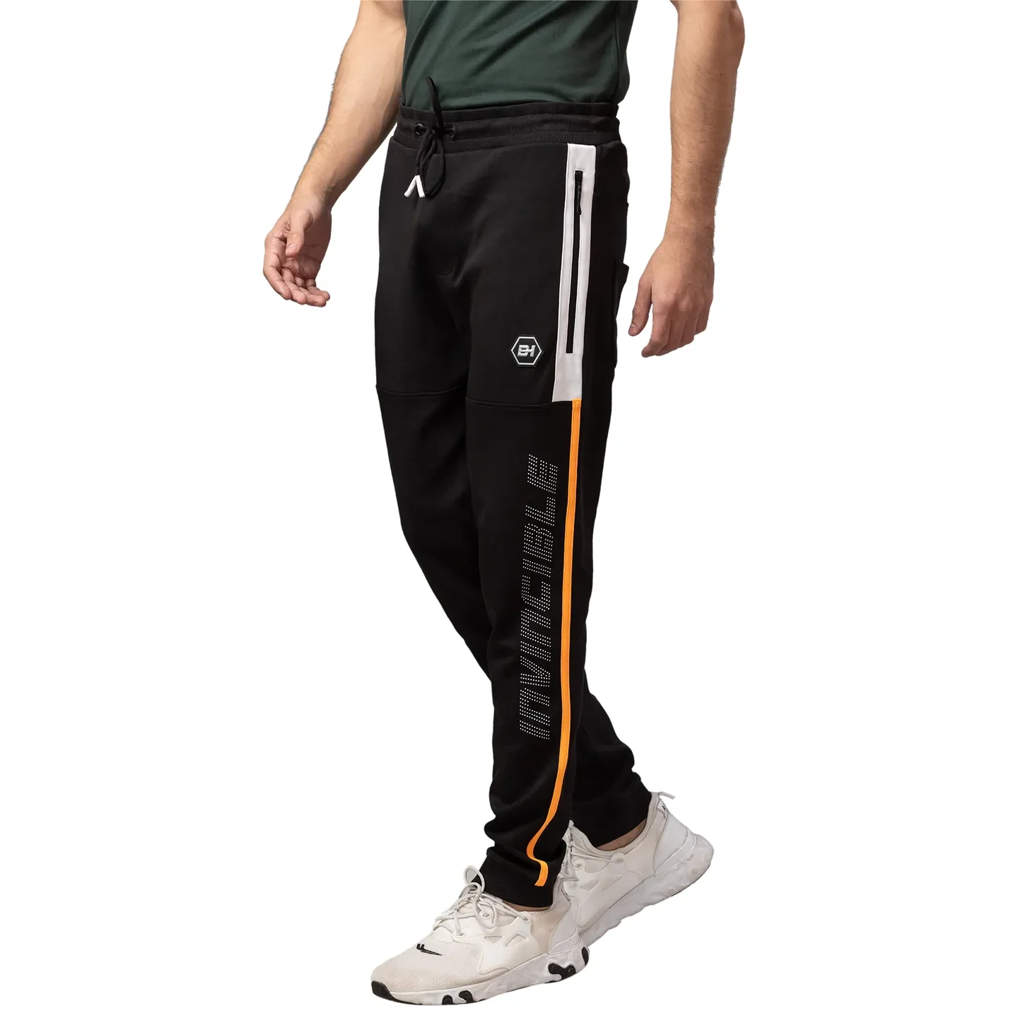 Black Regular Fit Men's Track Pants by Being Human Clothing - Image 4