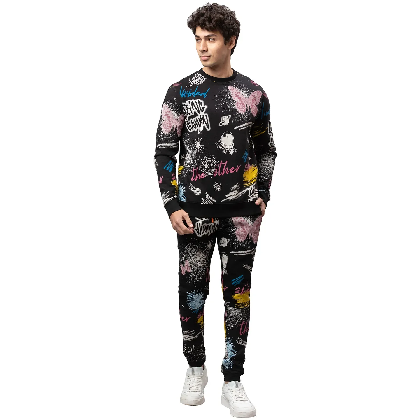 Black Regular Fit Men's Track Pants by Being Human Clothing - Image 2