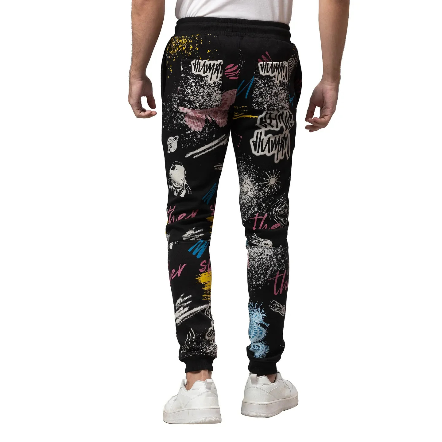 Black Regular Fit Men's Track Pants by Being Human Clothing - Image 3