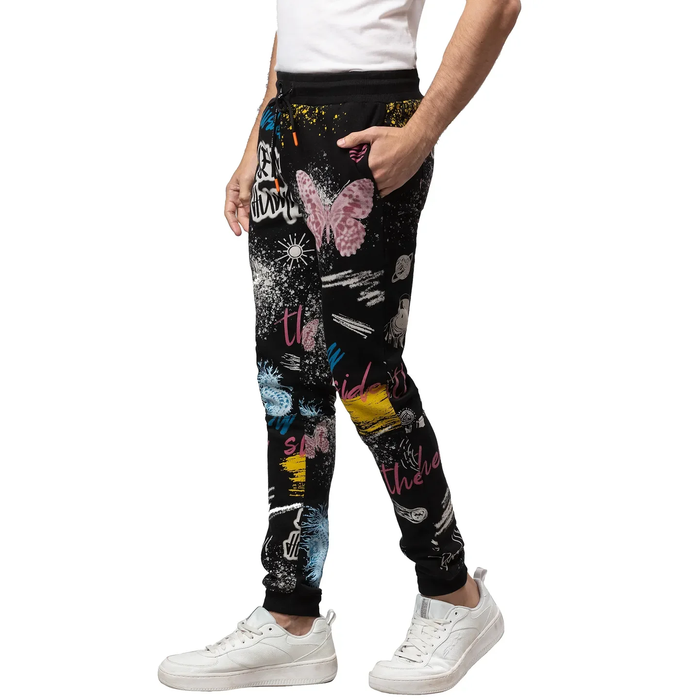 Black Regular Fit Men's Track Pants by Being Human Clothing - Image 4