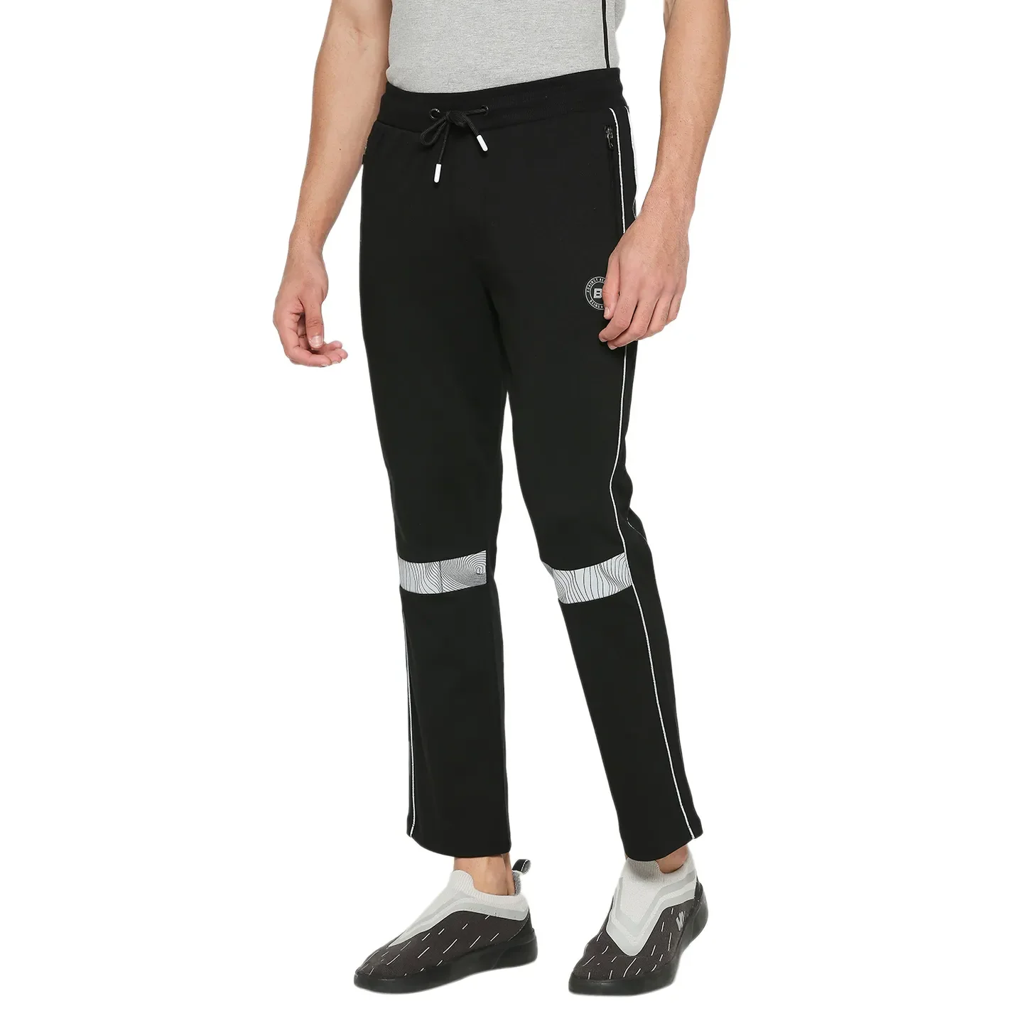Jet Black Regular Fit Track Pants For Men By Being Human Clothing - Image 2
