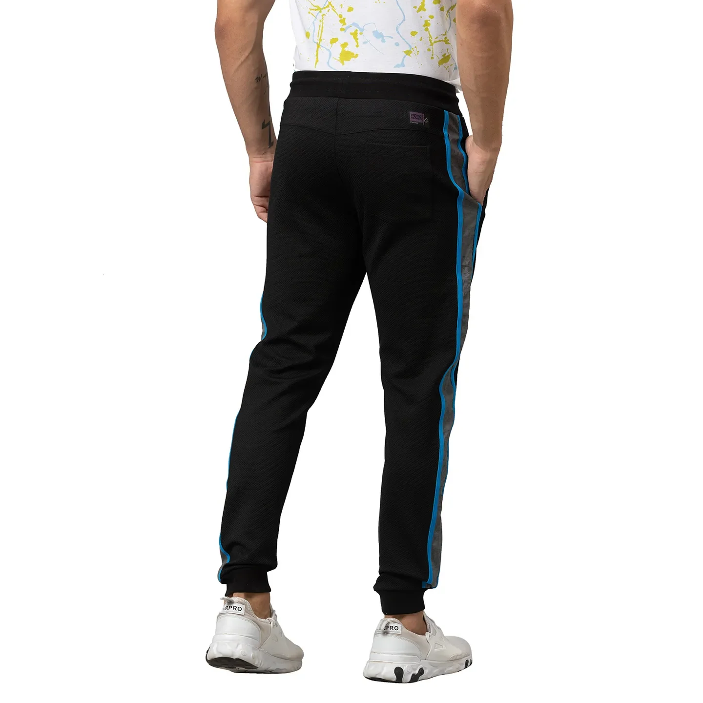 Black Regular Fit Men's Track Pants by Being Human Clothing - Image 3
