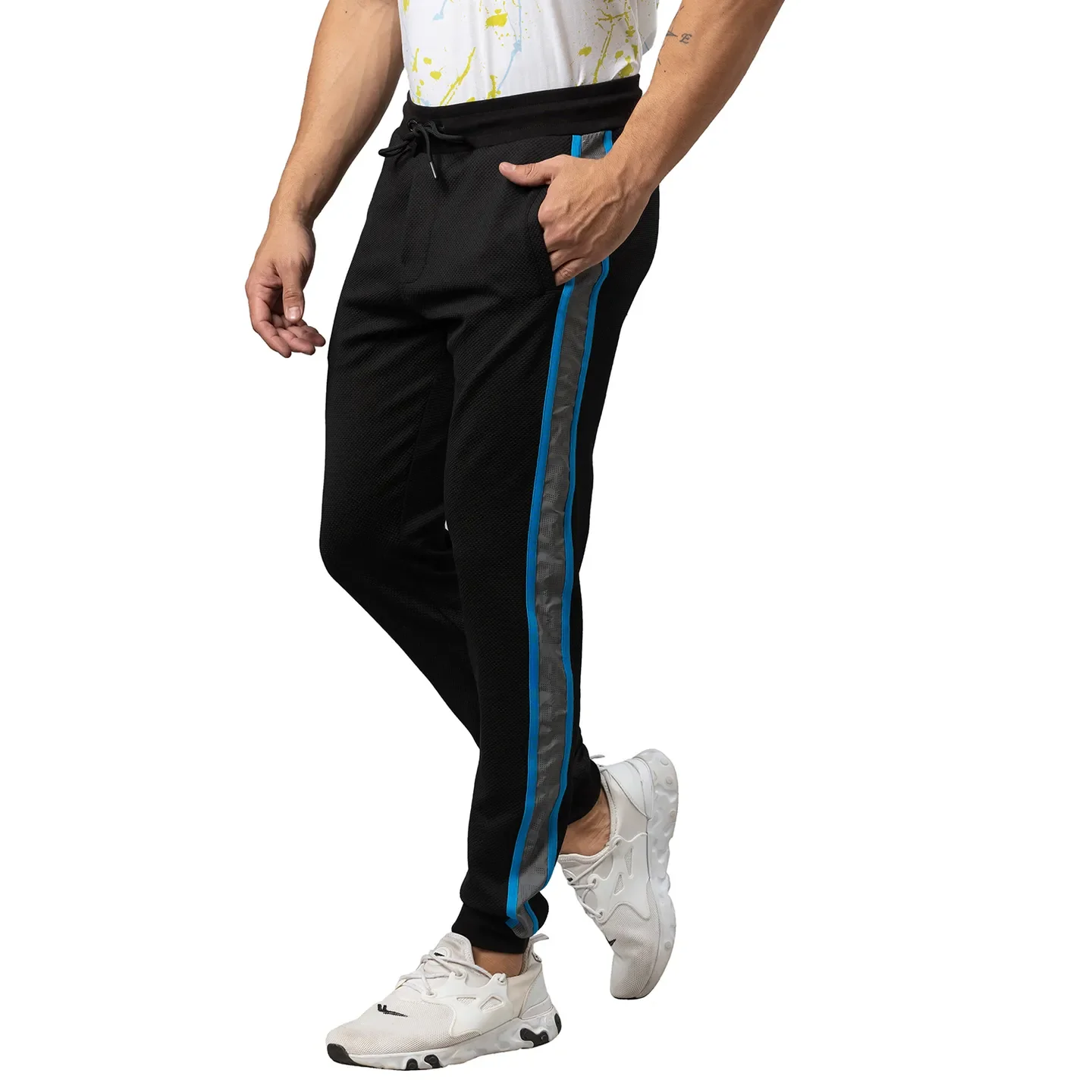 Black Regular Fit Men's Track Pants by Being Human Clothing - Image 4