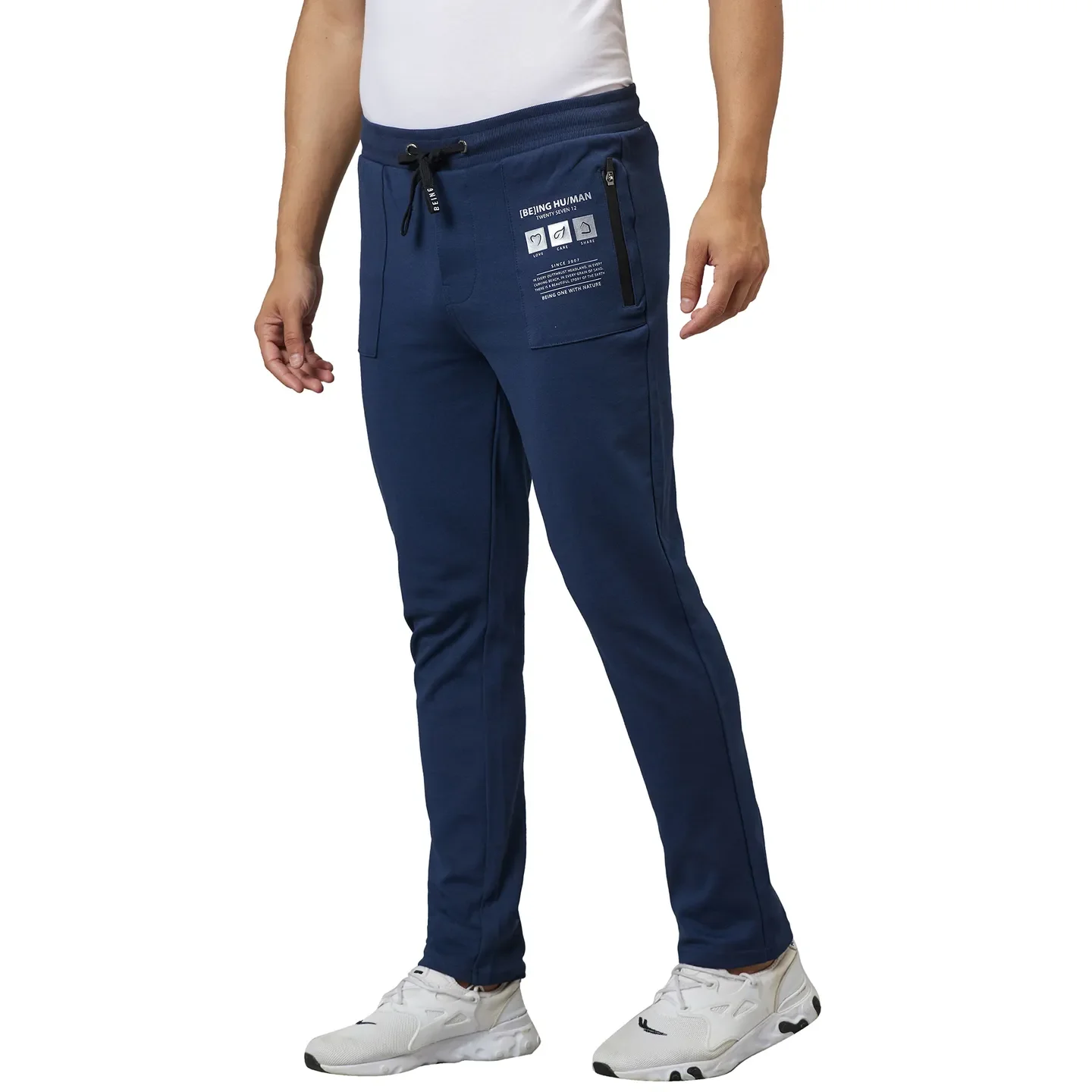 Navy Regular Fit Track Pants For Men By Being Human Clothing - Image 4