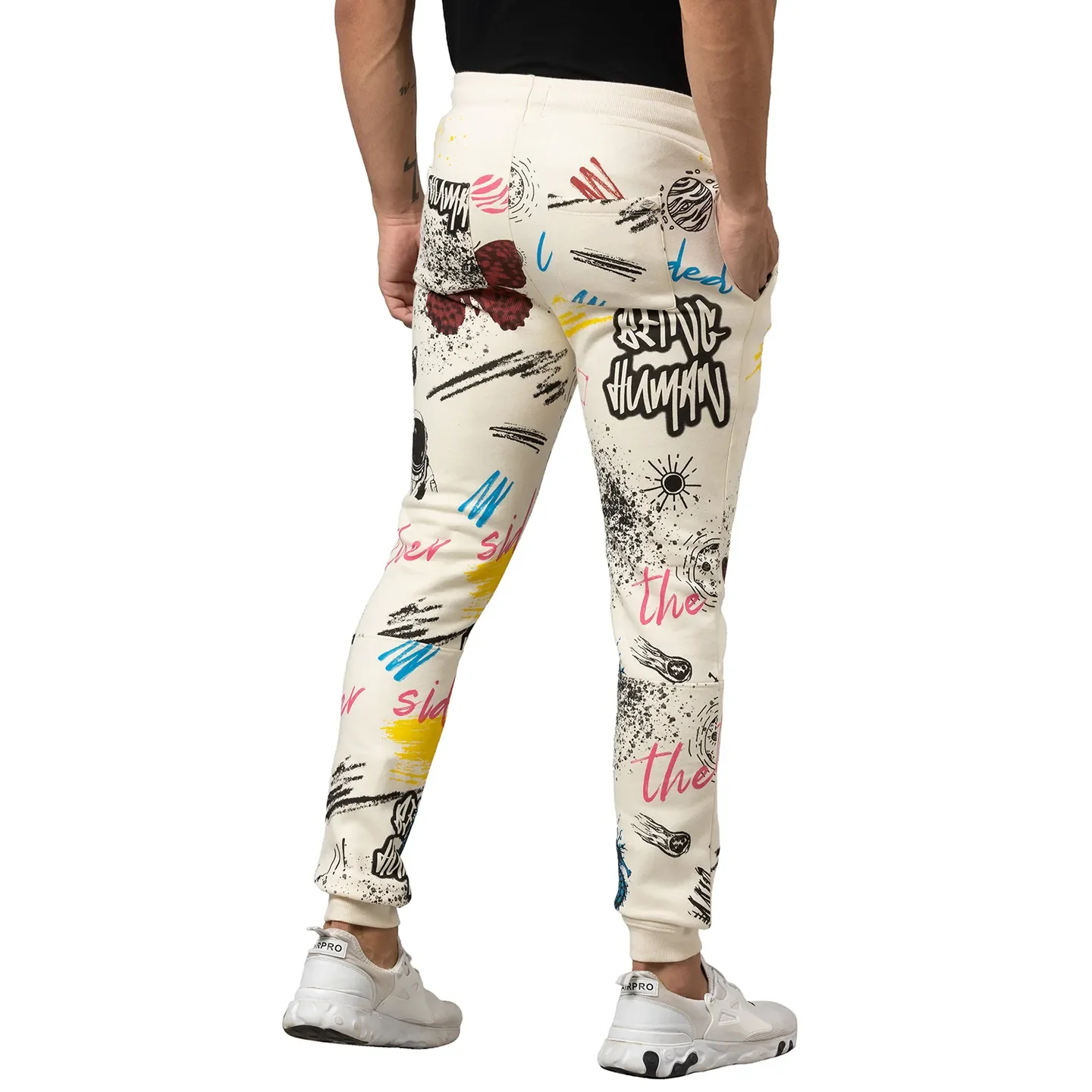 White Regular Fit Men's Track Pants by Being Human Clothing - Image 3