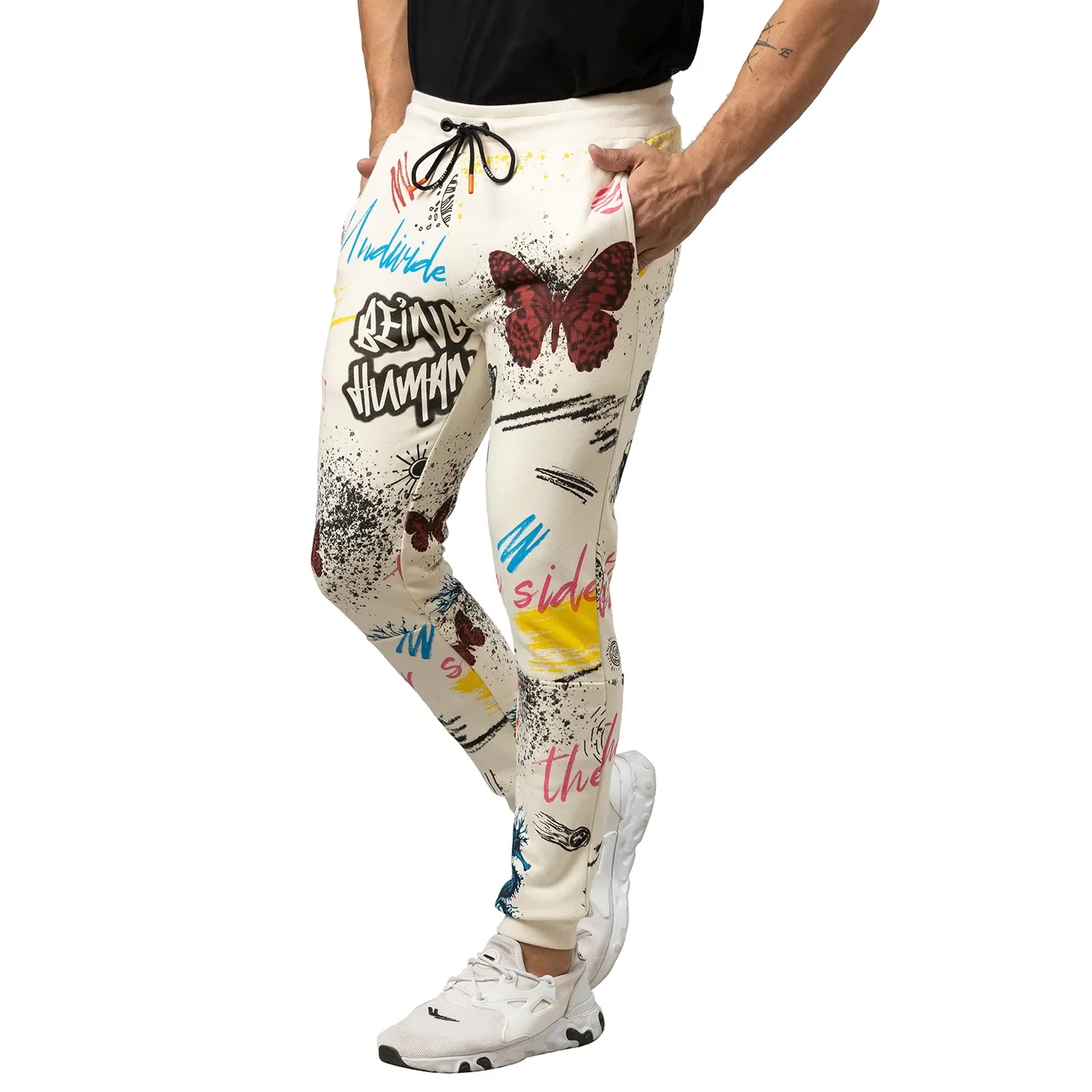 White Regular Fit Men's Track Pants by Being Human Clothing - Image 4