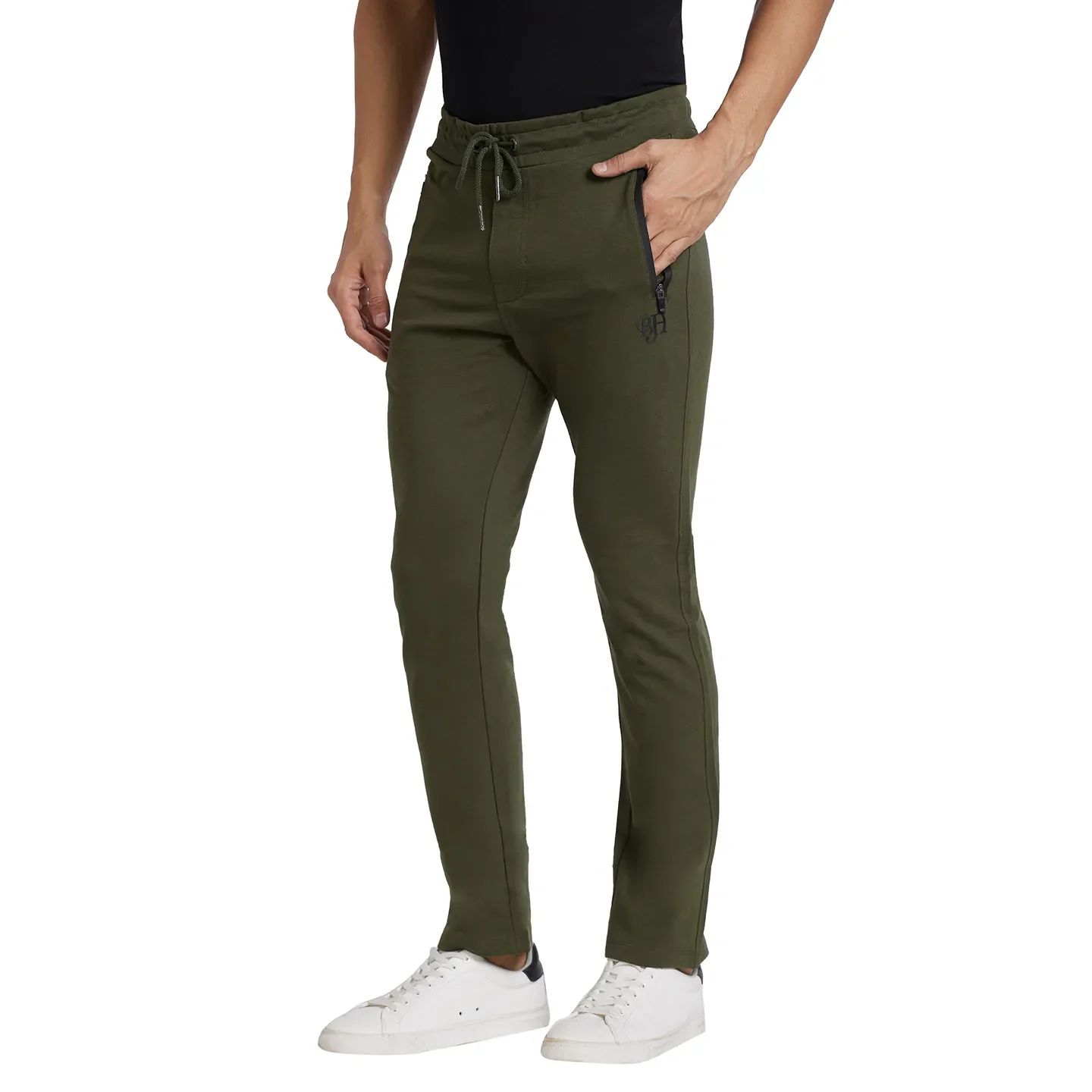 Olive Regular Fit Men's Track Pants by Being Human Clothing - Image 2