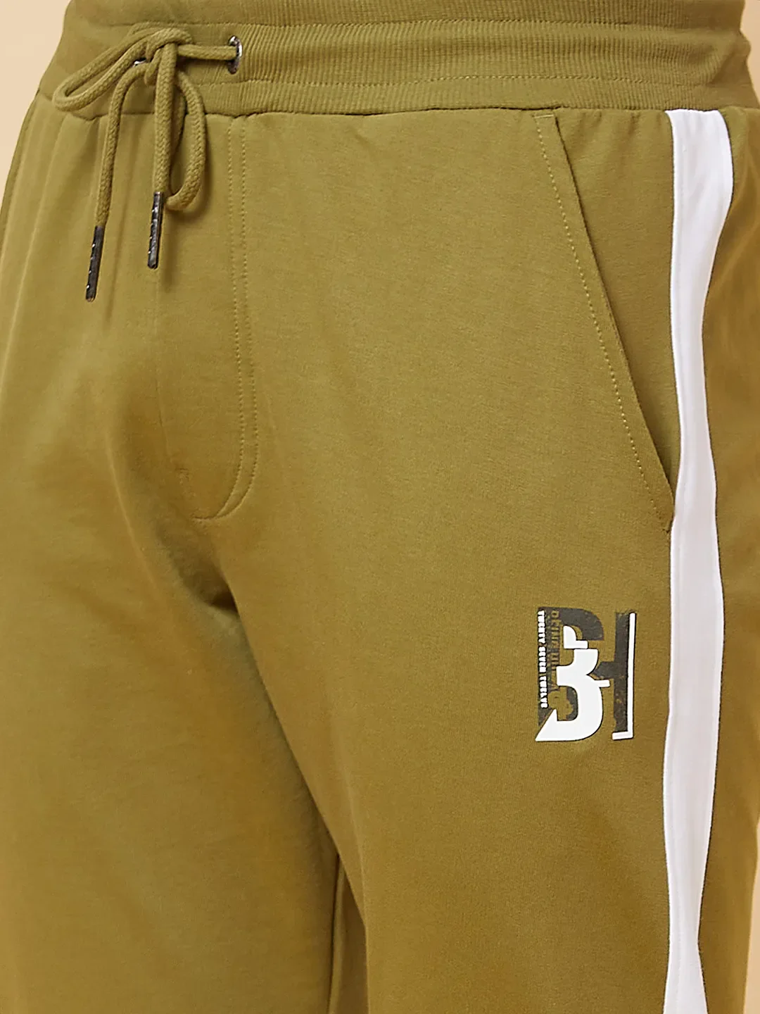Olive Regular Fit Men's Track Pants by Being Human Clothing - Image 4