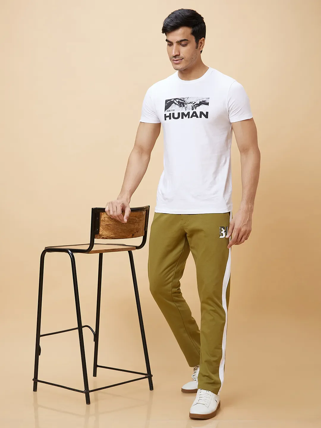 Olive Regular Fit Men's Track Pants by Being Human Clothing - Image 5