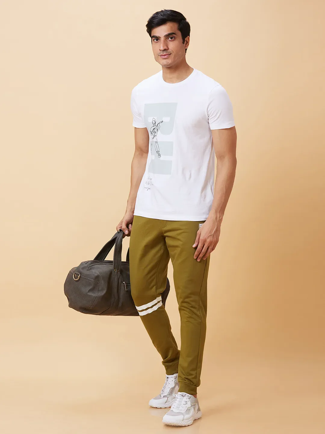 Olive Regular Fit Men's Track Pants by Being Human Clothing - Image 5