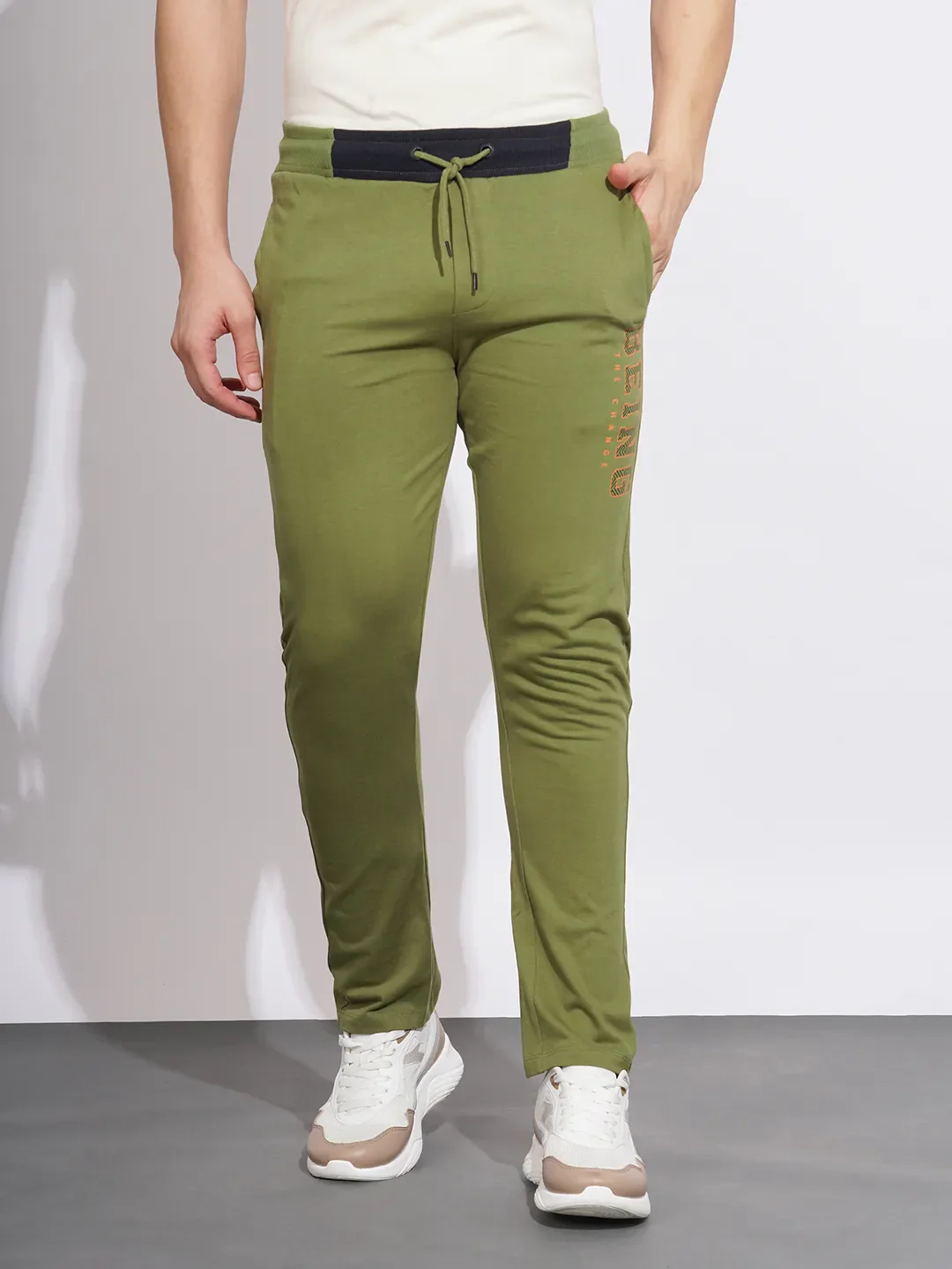 Olive Regular Fit Men's Track Pants by Being Human Clothing