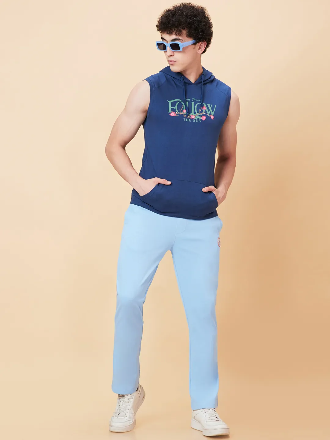 Light Blue Regular Fit Track Pants For Men By Being Human Clothing - Image 6