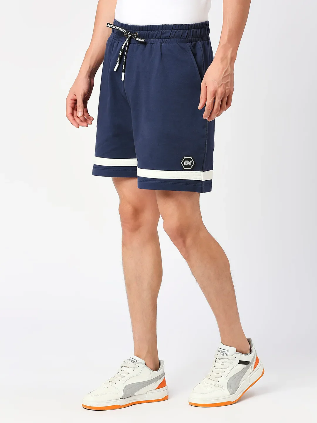 Blue Regular Fit Shorts For Men By Being Human Clothing - Image 4