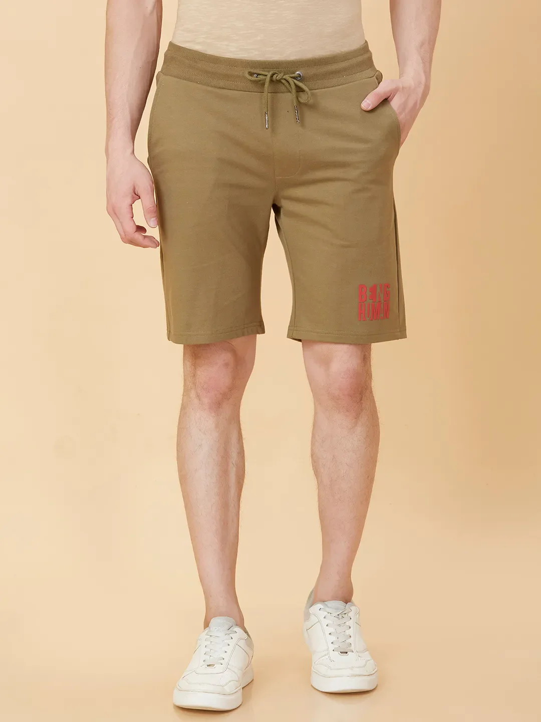 Olive Regular Fit Shorts For Men By Being Human Clothing