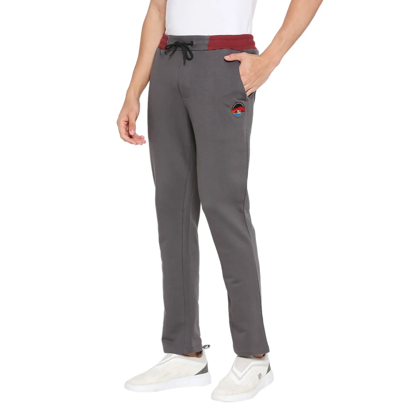 Slate Grey Regular Fit Track Pants For Men By Being Human Clothing - Image 2
