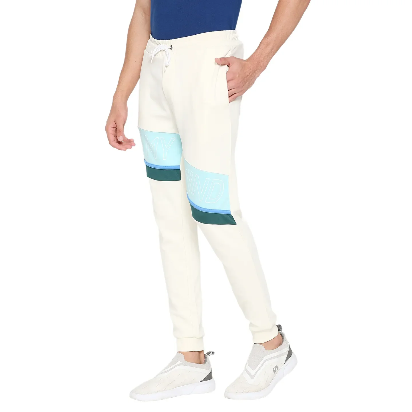 Snow White Regular Fit Track Pants For Men By Being Human Clothing - Image 2